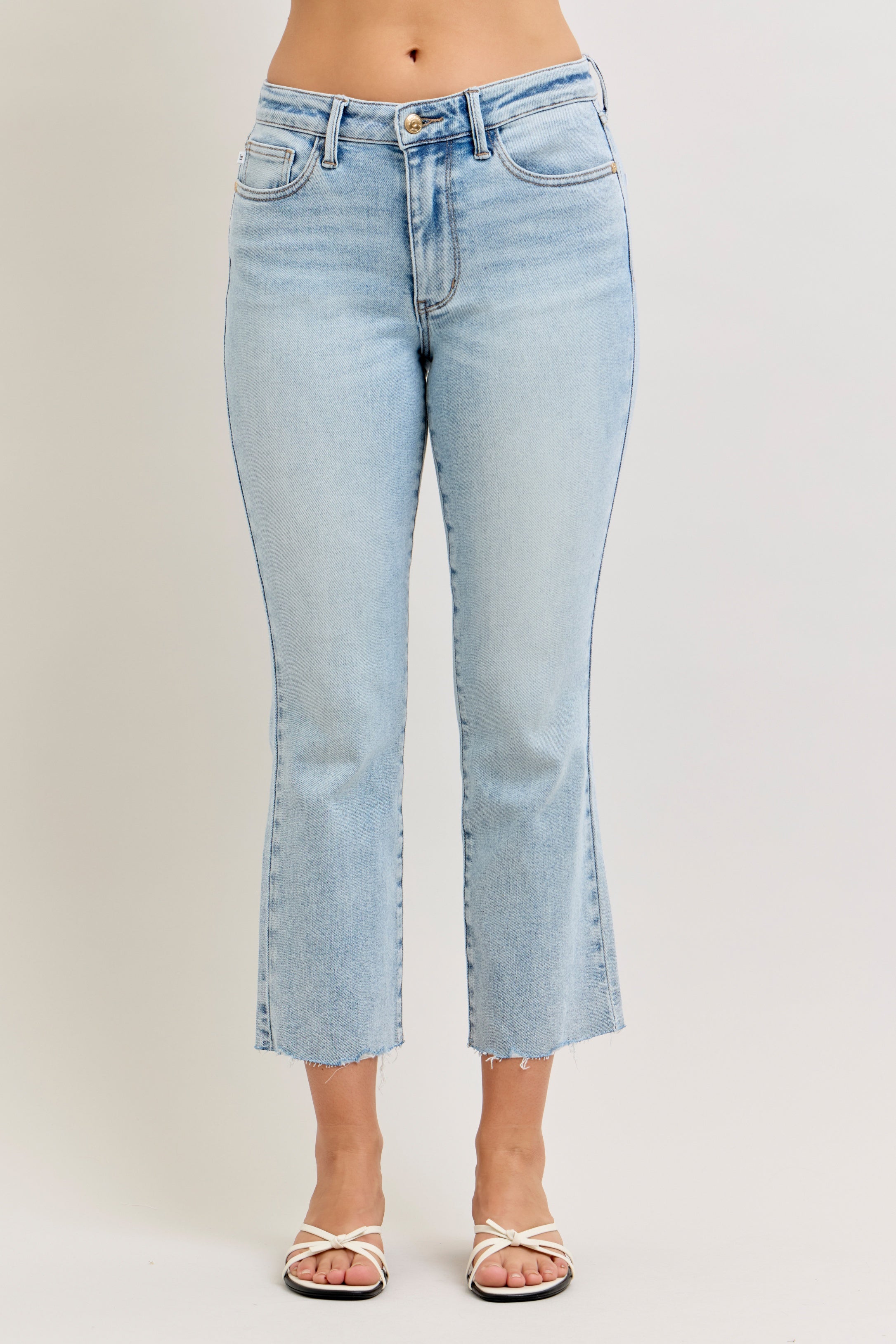 Martha Mid Rise Kick Flare w Raw Hem