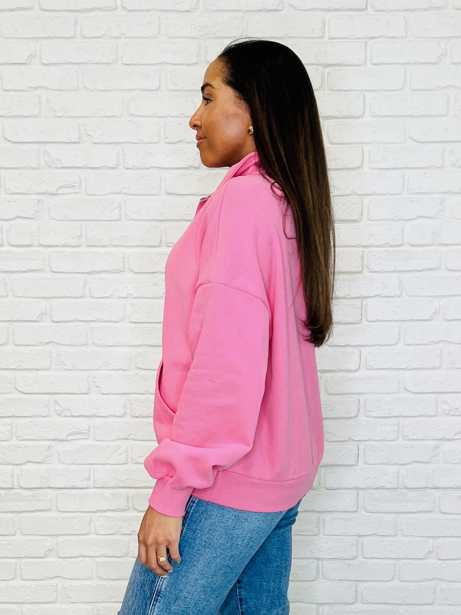 Bonbon Delight Half Zip Pullover in Pink