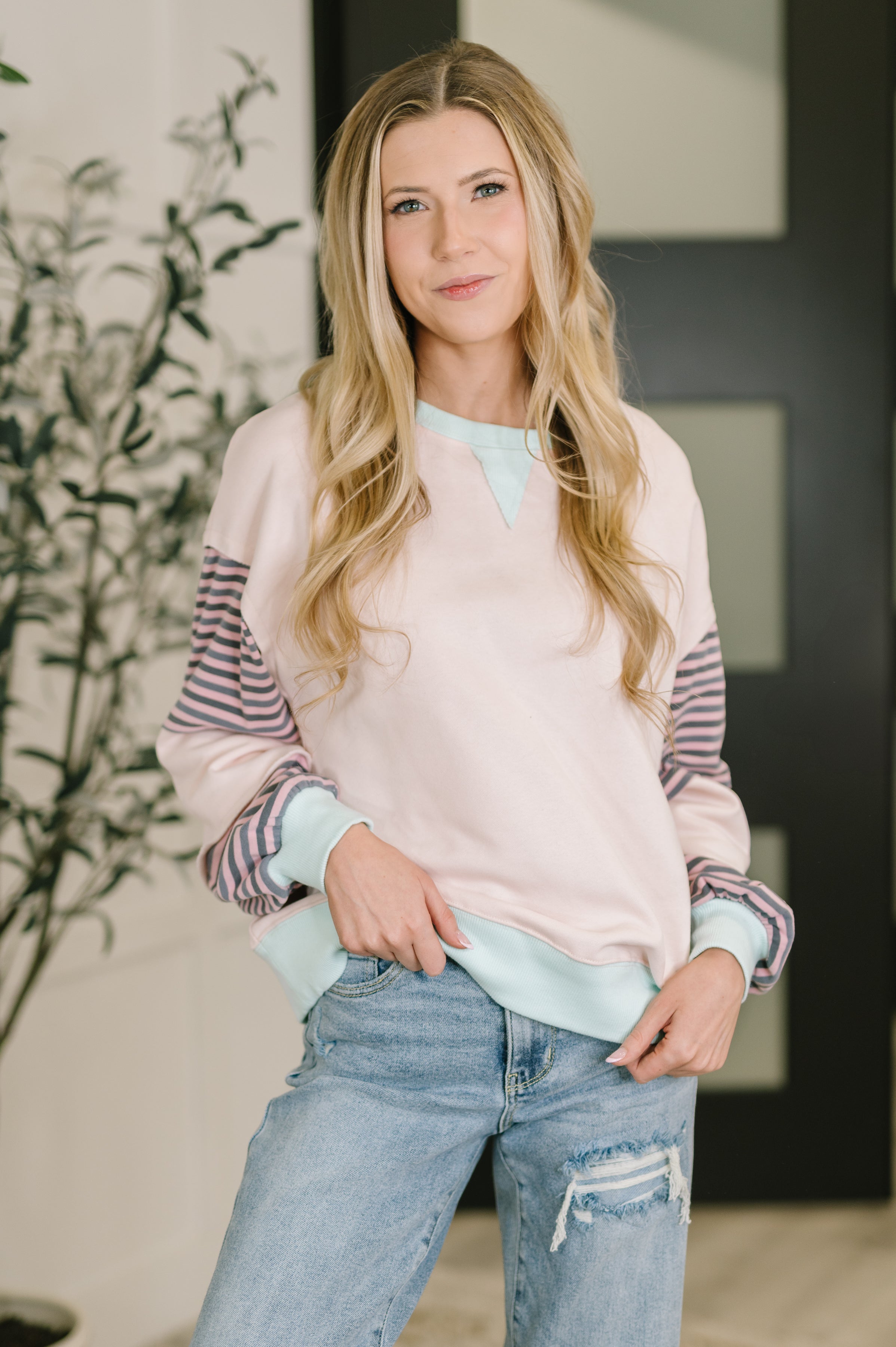 Outside the Lines Oversized Color Block Pullover