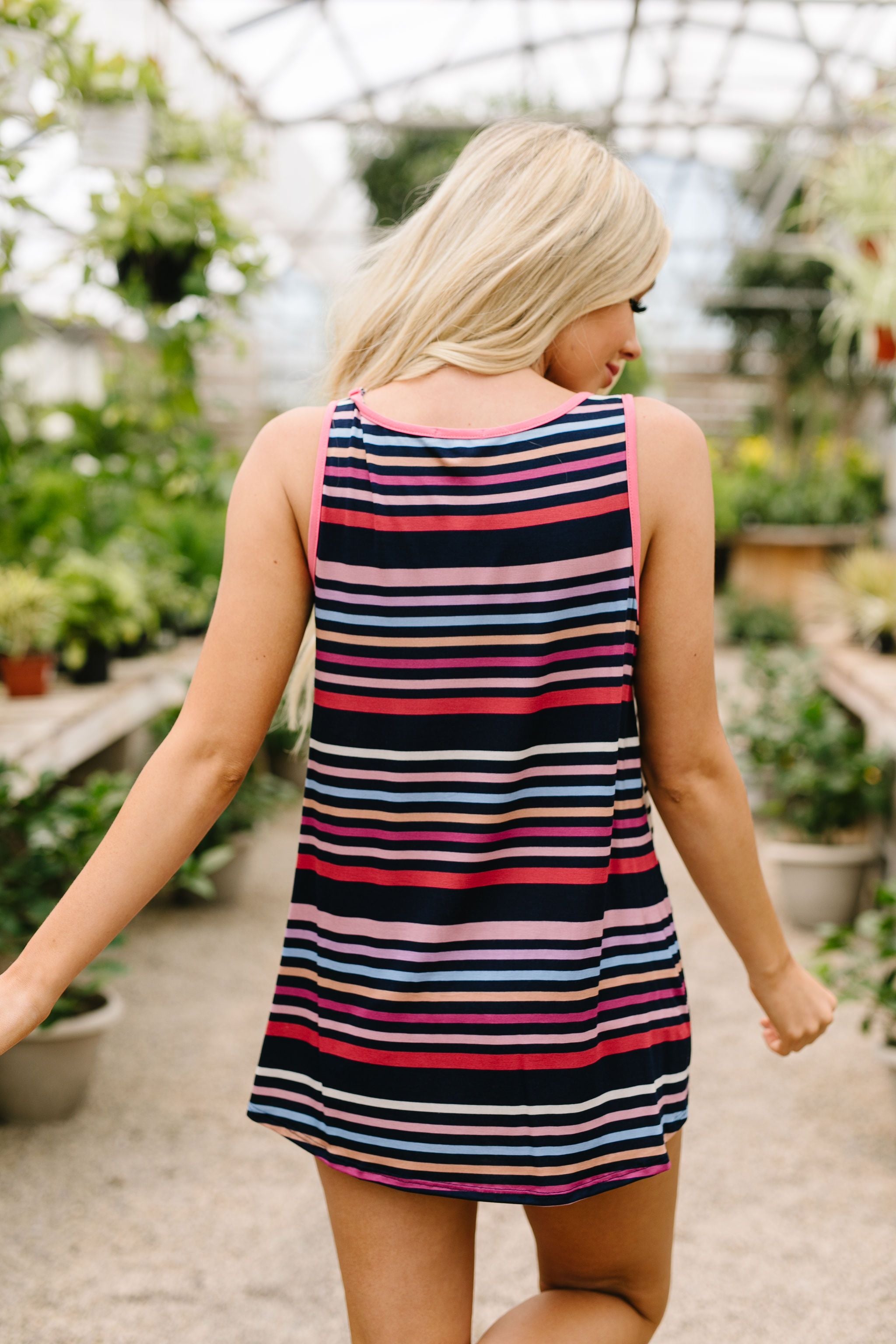 Stripes & More Stripes Tank Top In Navy