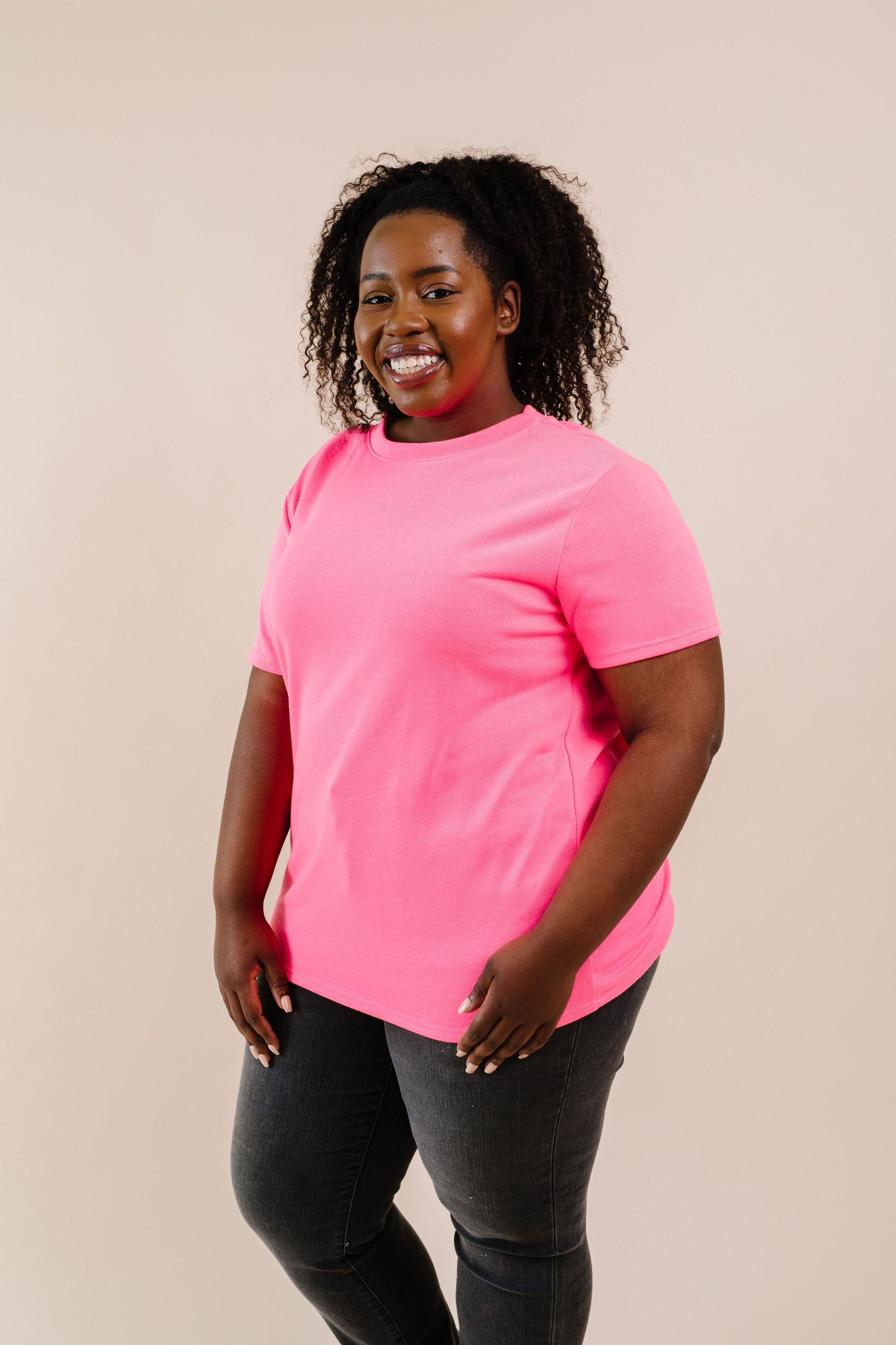To Lounge Or Bike Top In Hot Pink