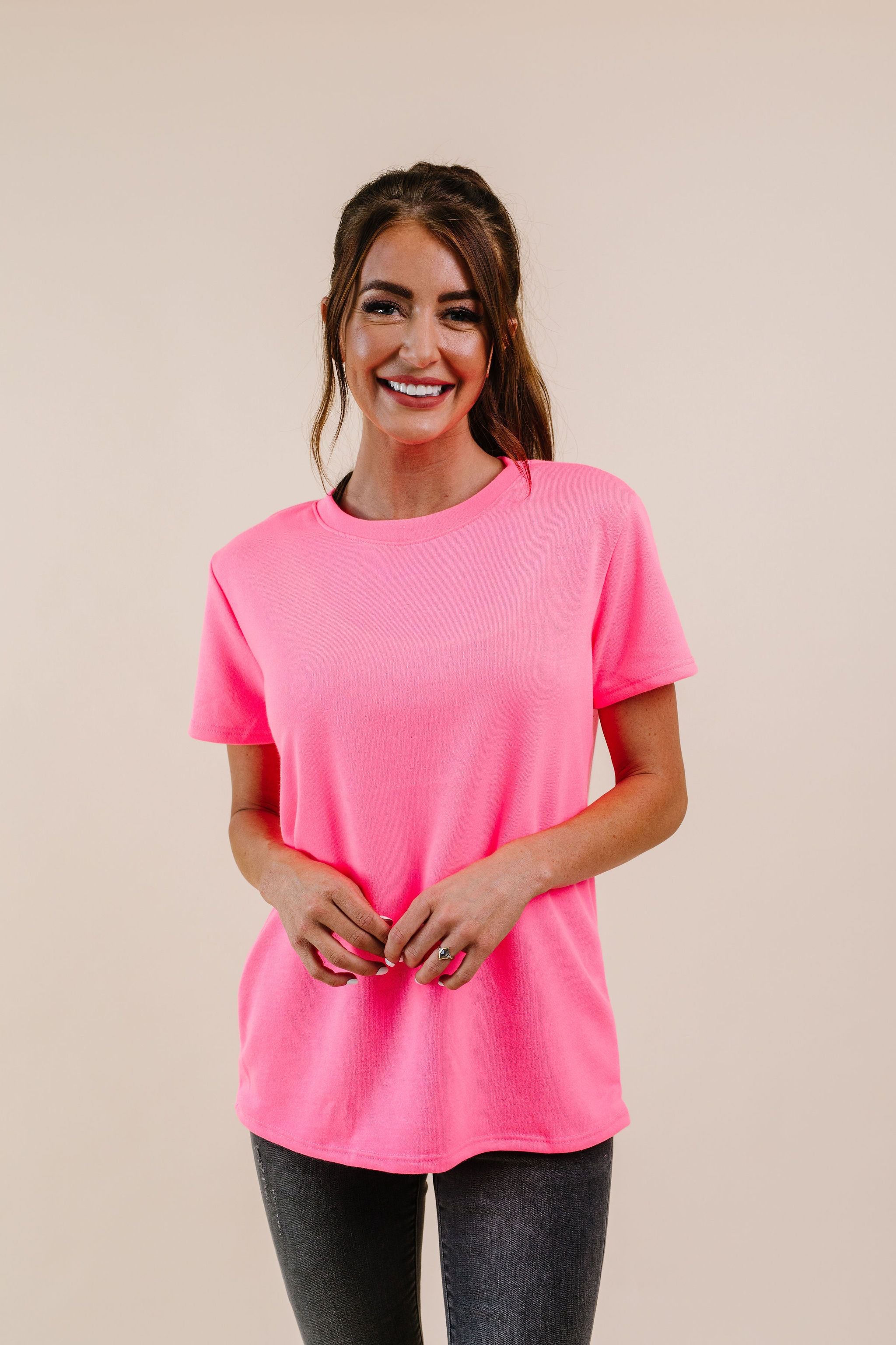 To Lounge Or Bike Top In Hot Pink