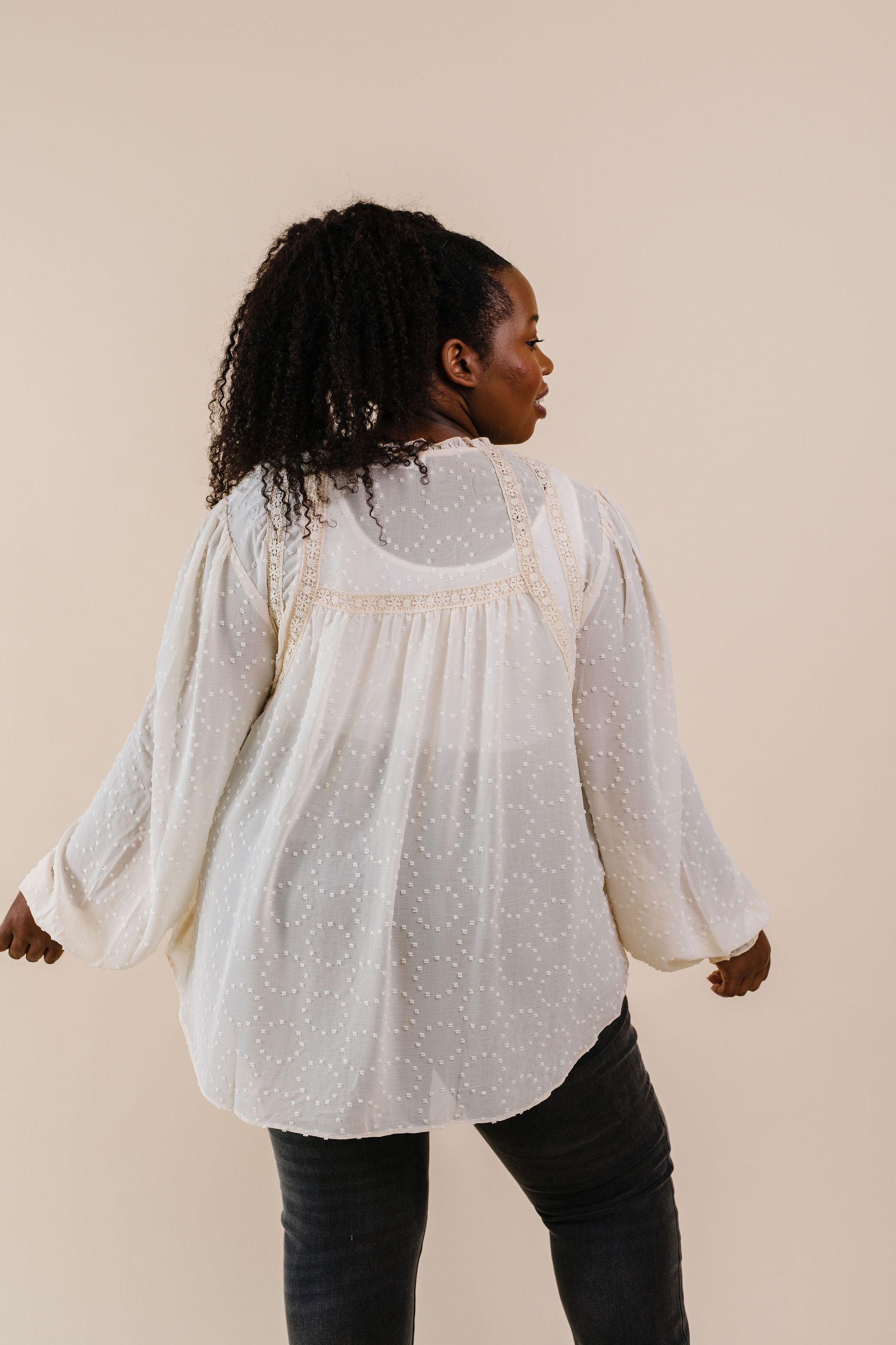 Swiss Dots All Around Peasant Blouse