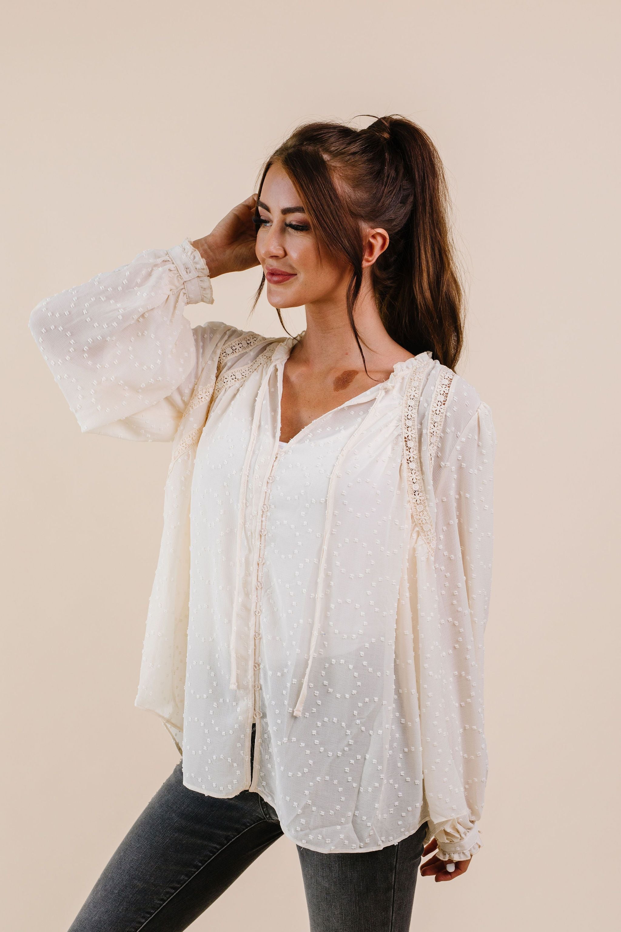 Swiss Dots All Around Peasant Blouse