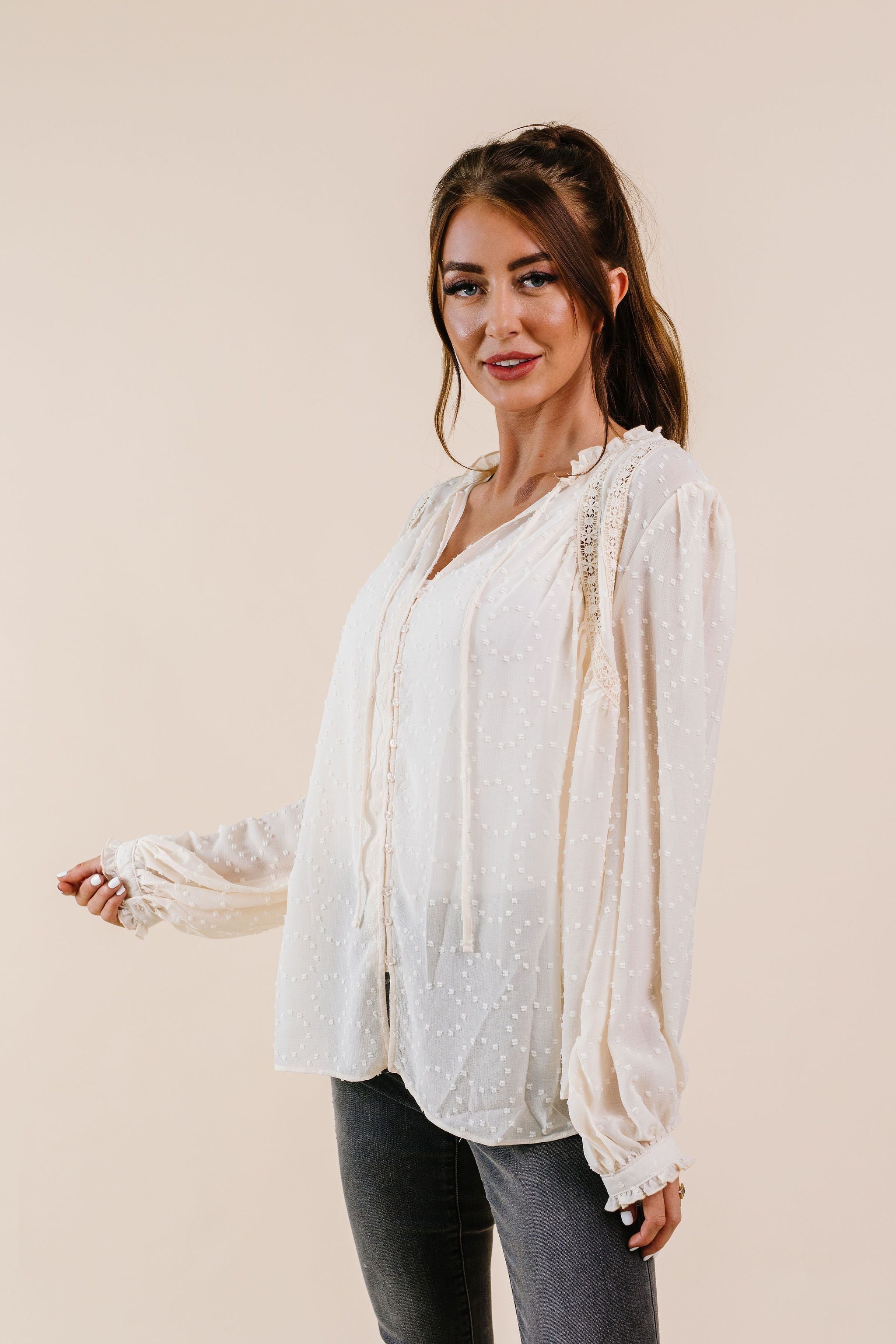 Swiss Dots All Around Peasant Blouse