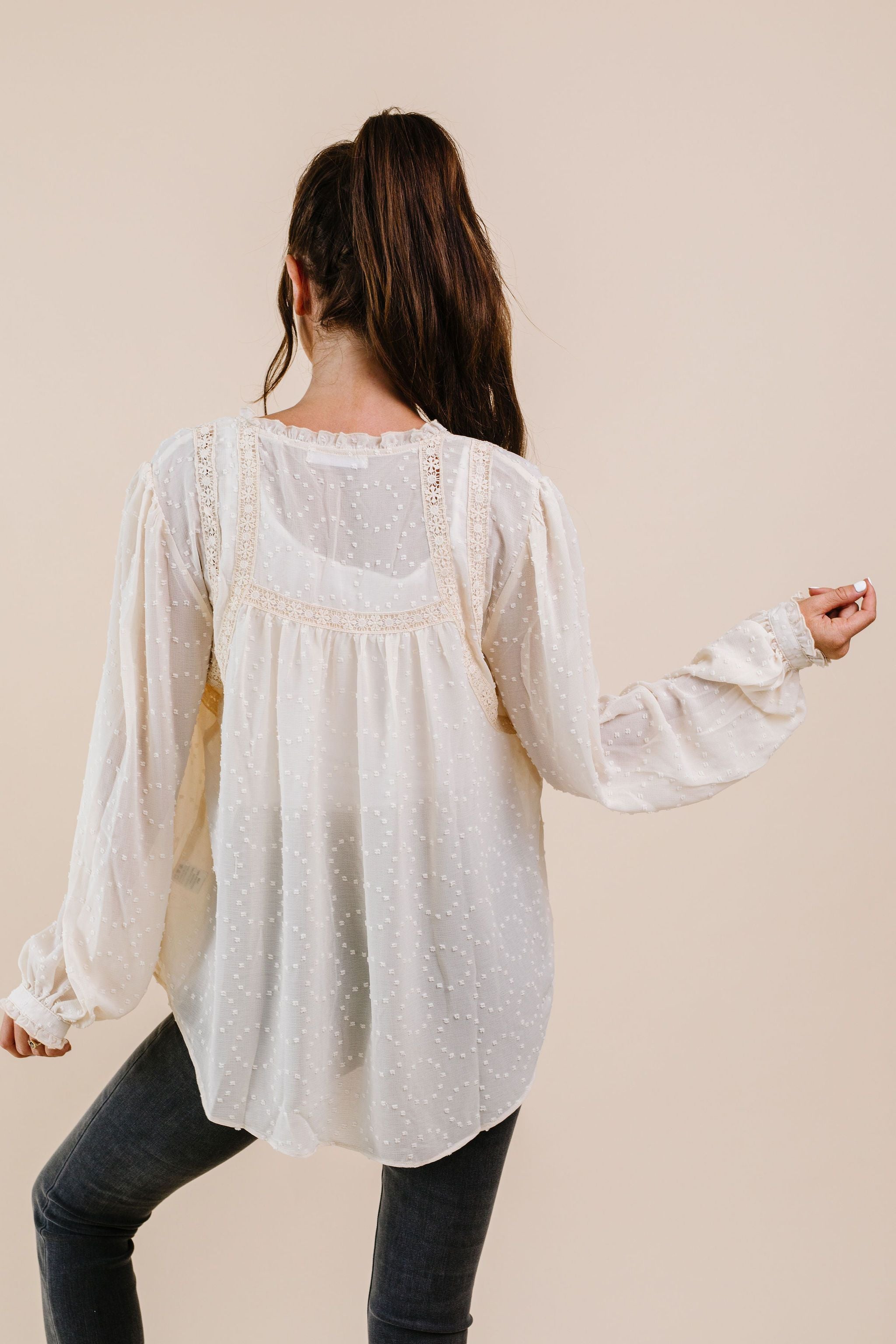 Swiss Dots All Around Peasant Blouse