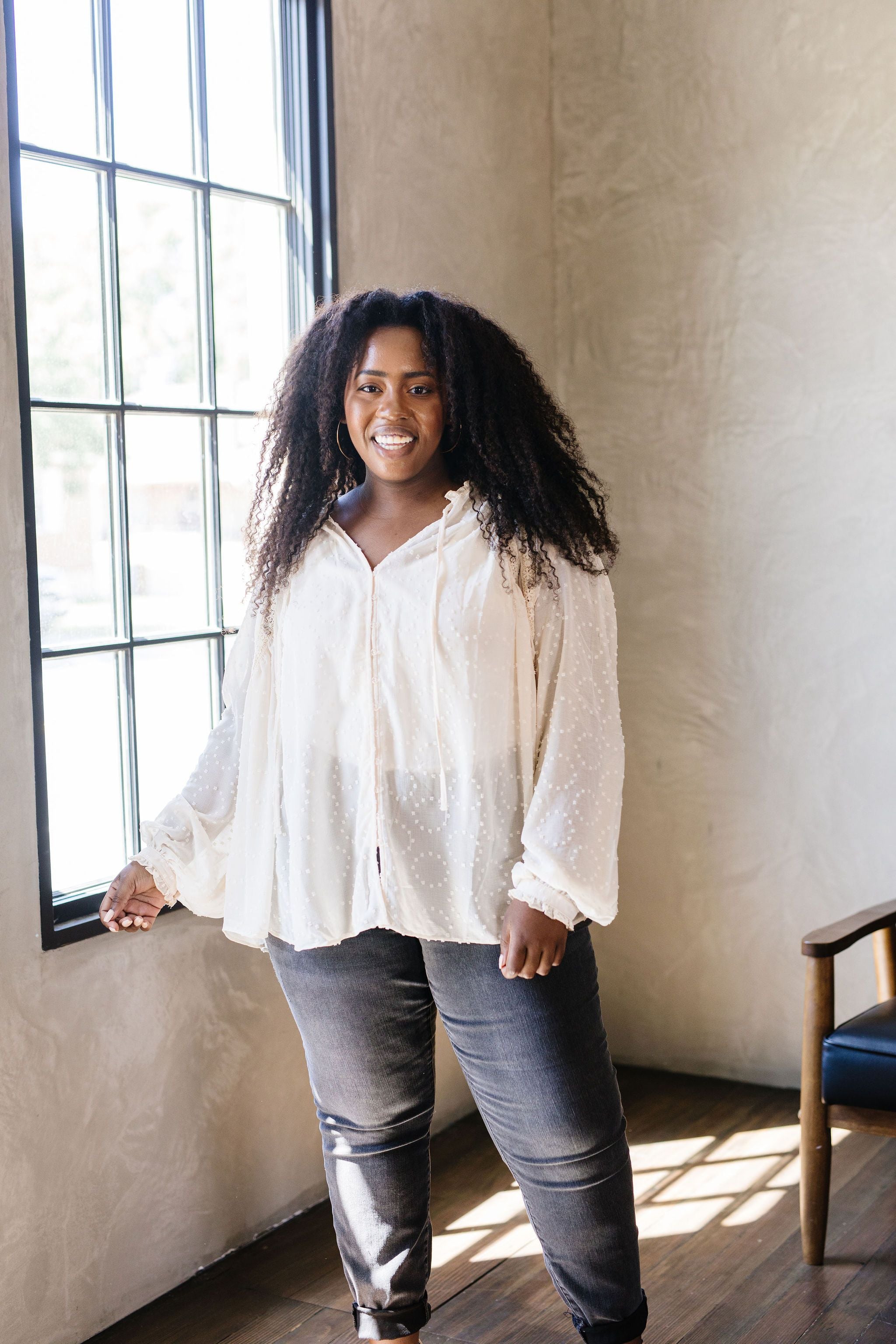 Swiss Dots All Around Peasant Blouse