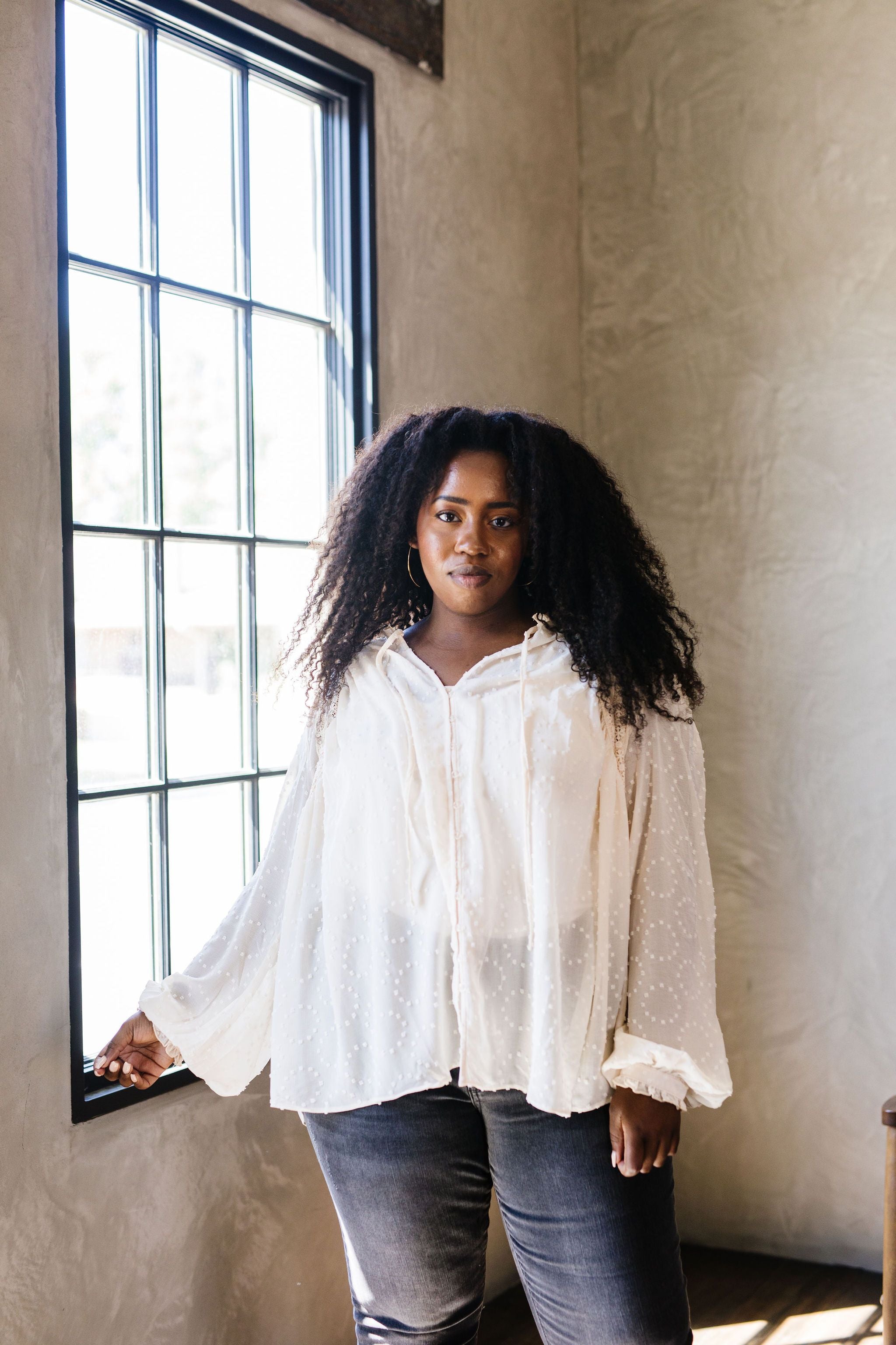 Swiss Dots All Around Peasant Blouse