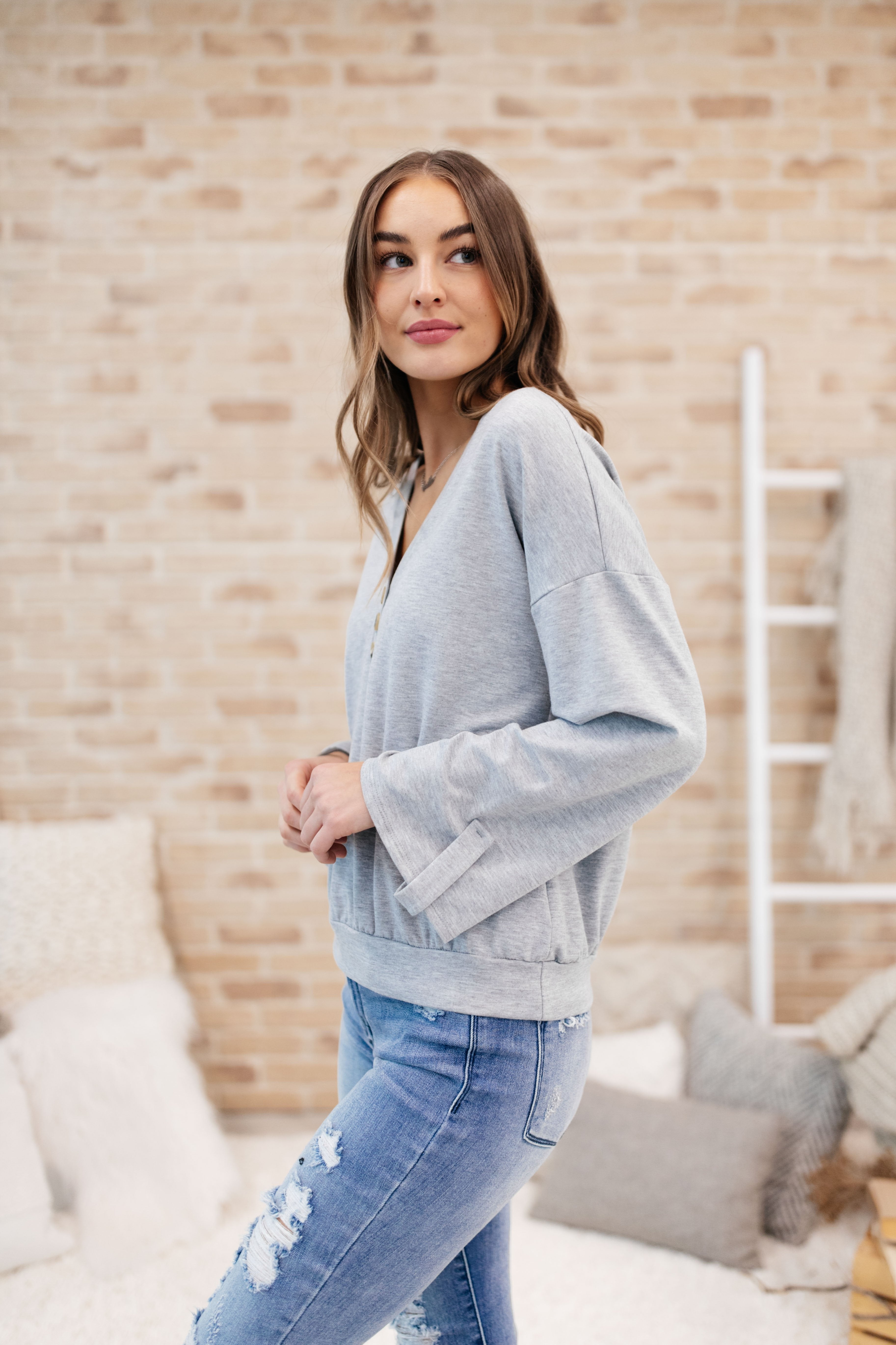 Throw On And Go Top in Gray