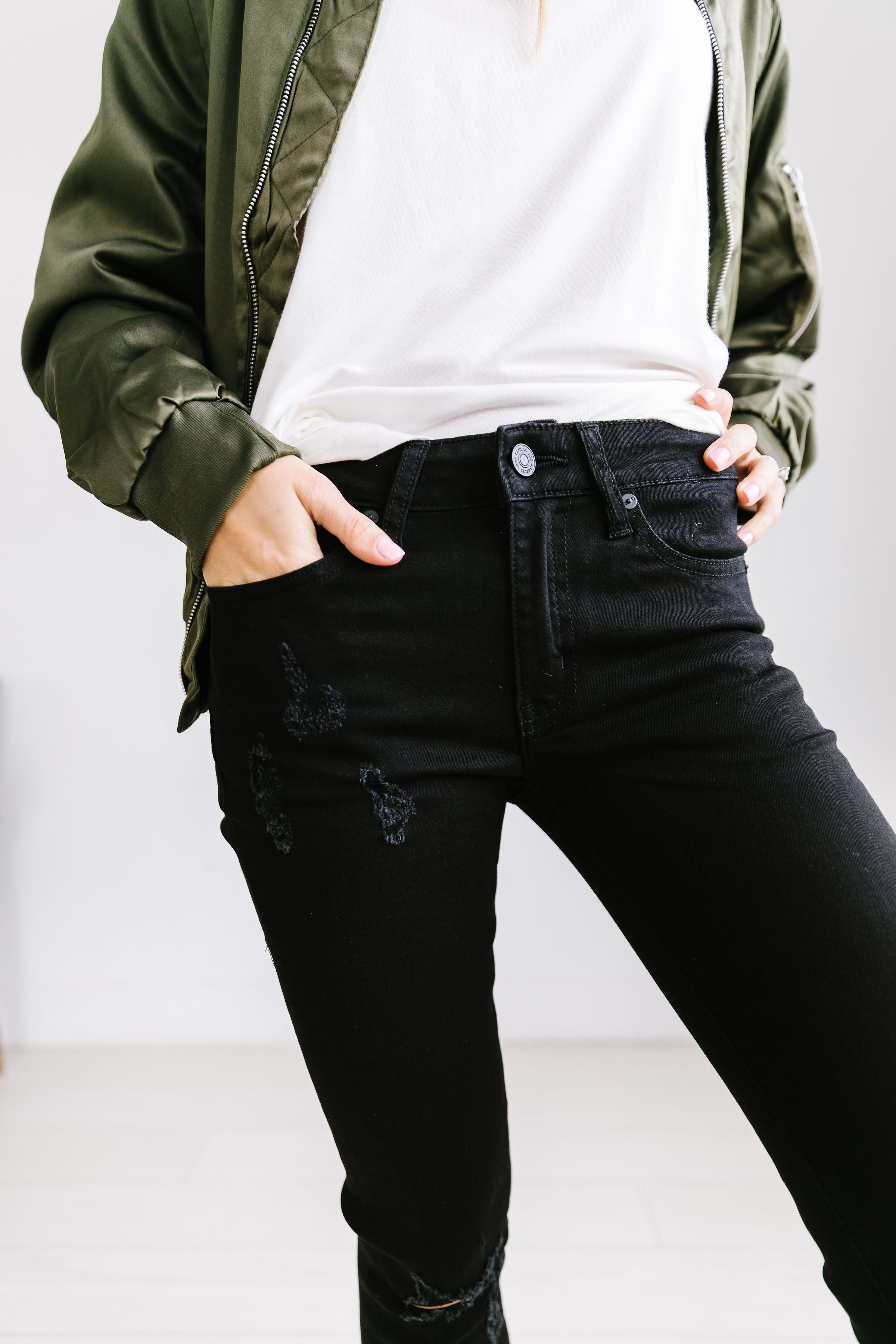 Ripped Knee Black Skinny Jeans