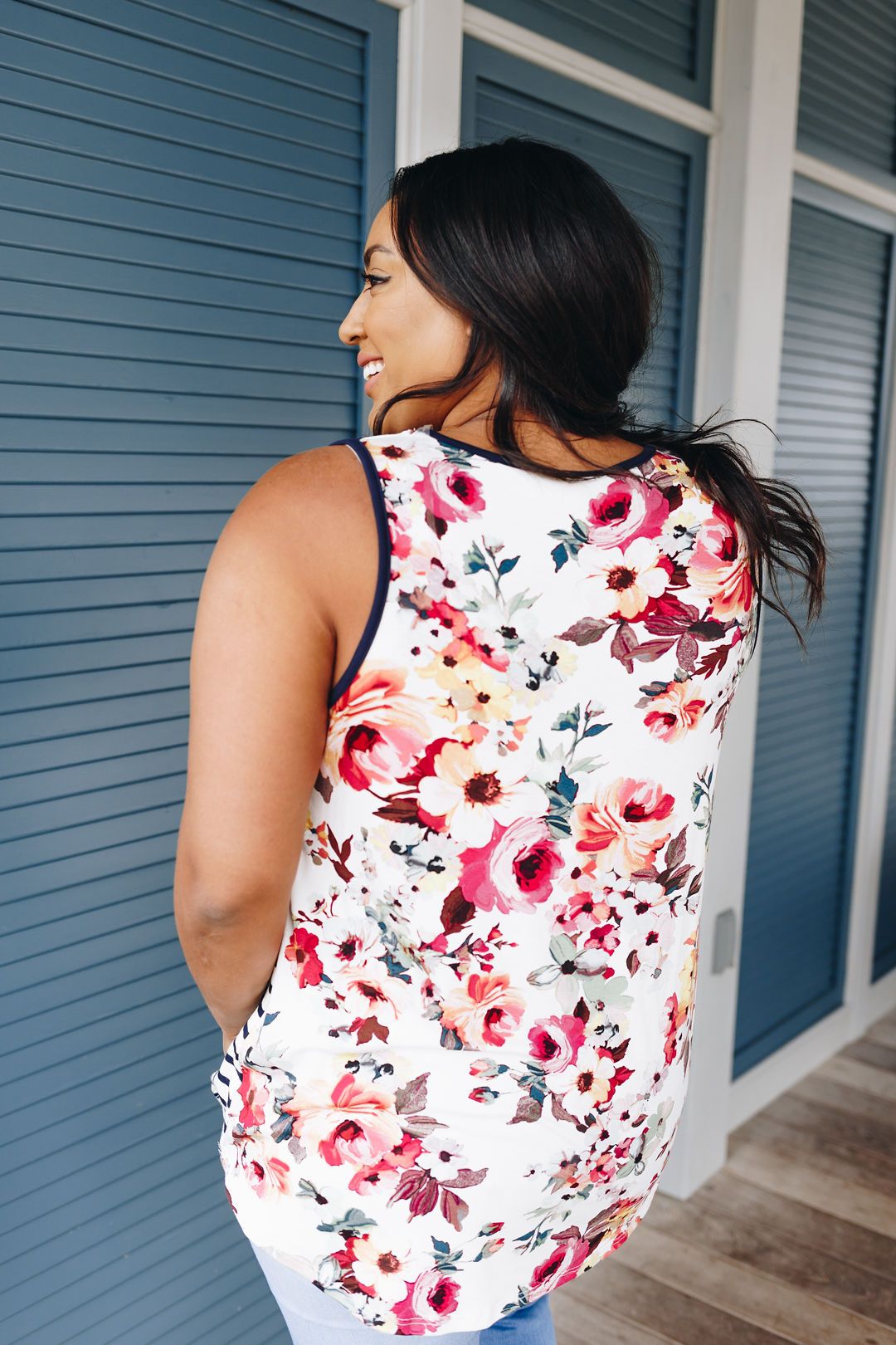 Duplicity Floral + Striped Tank