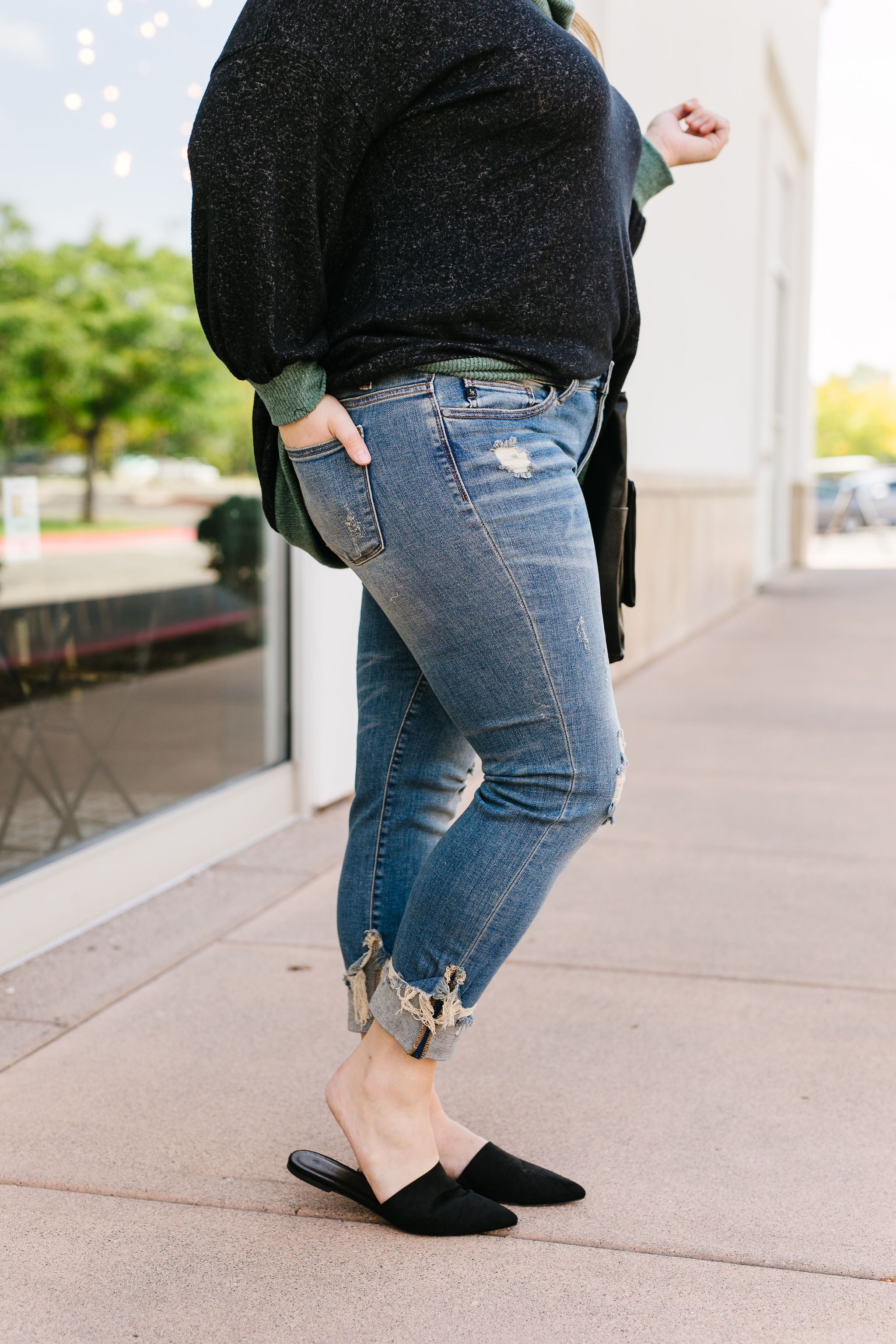 Great Lengths Cuffed Girlfriend Jeans