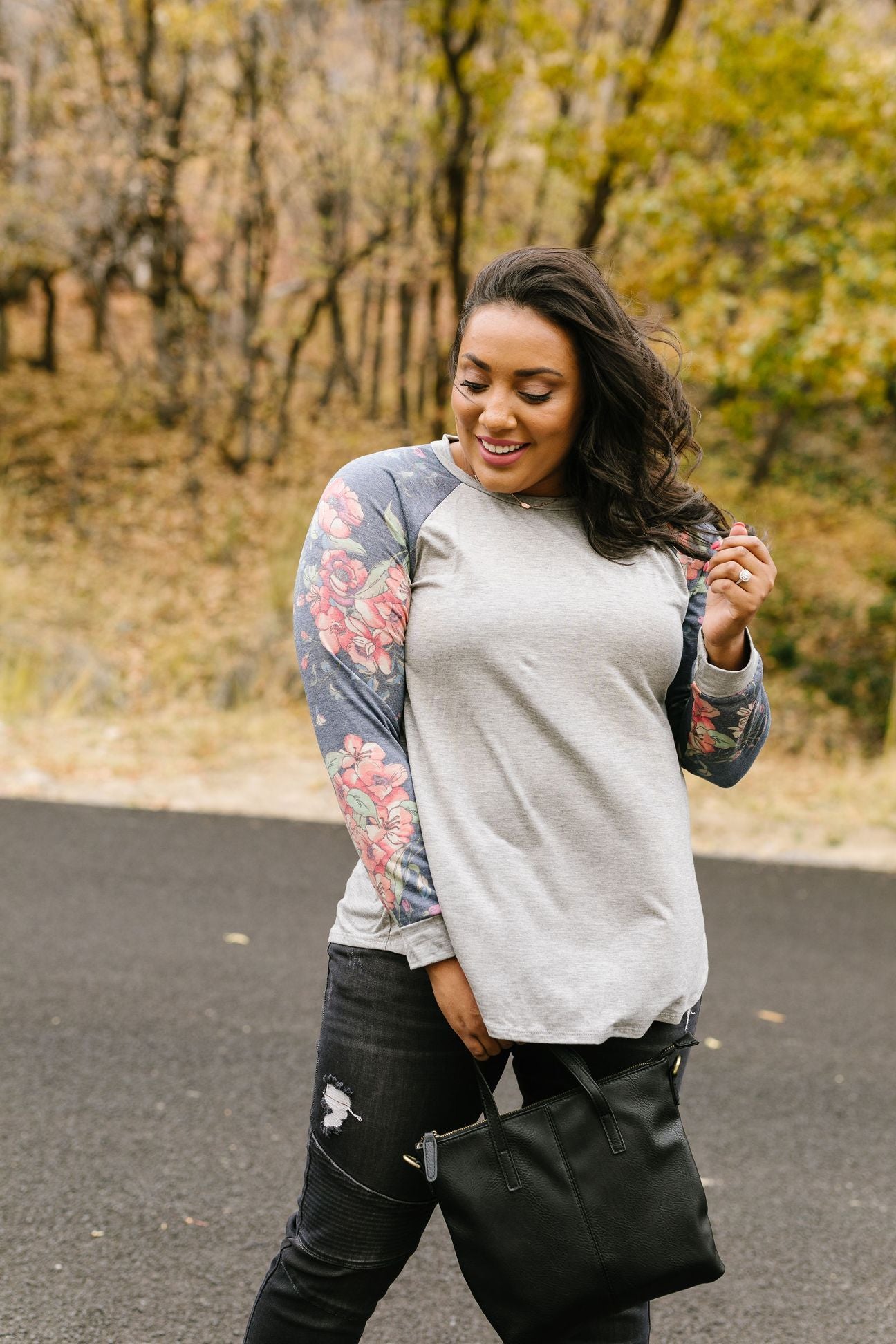 Faded Floral Raglan Tee