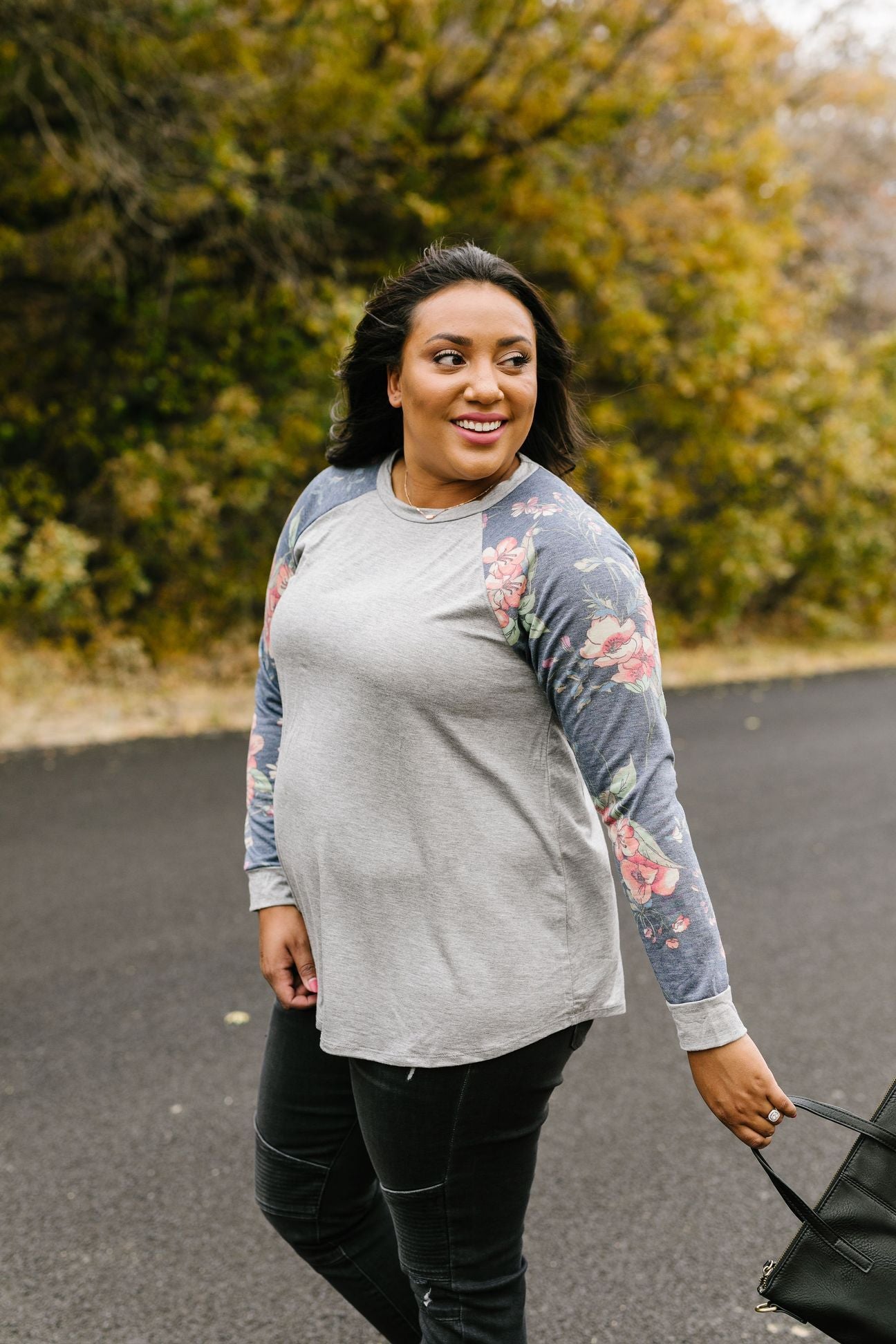 Faded Floral Raglan Tee
