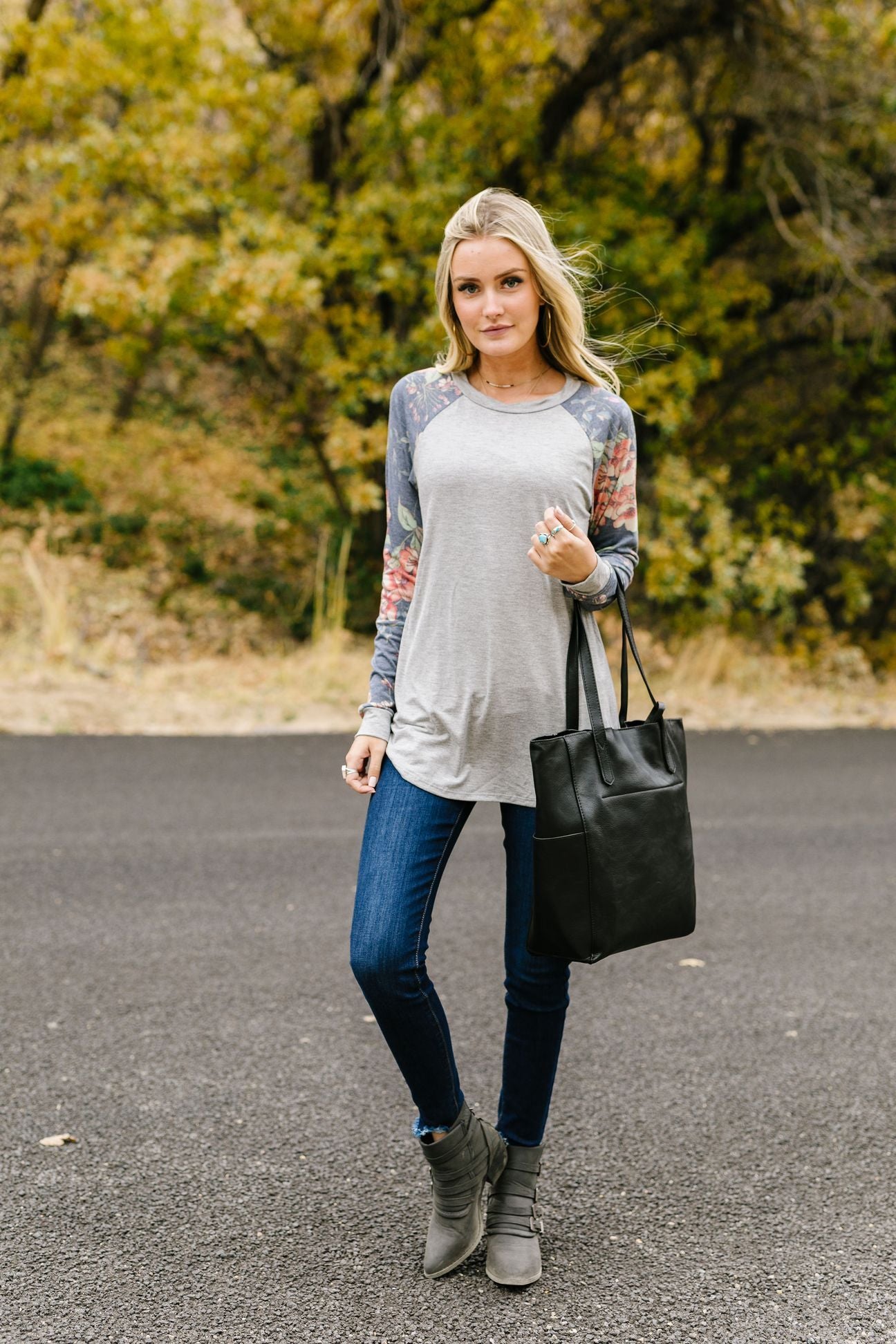 Faded Floral Raglan Tee