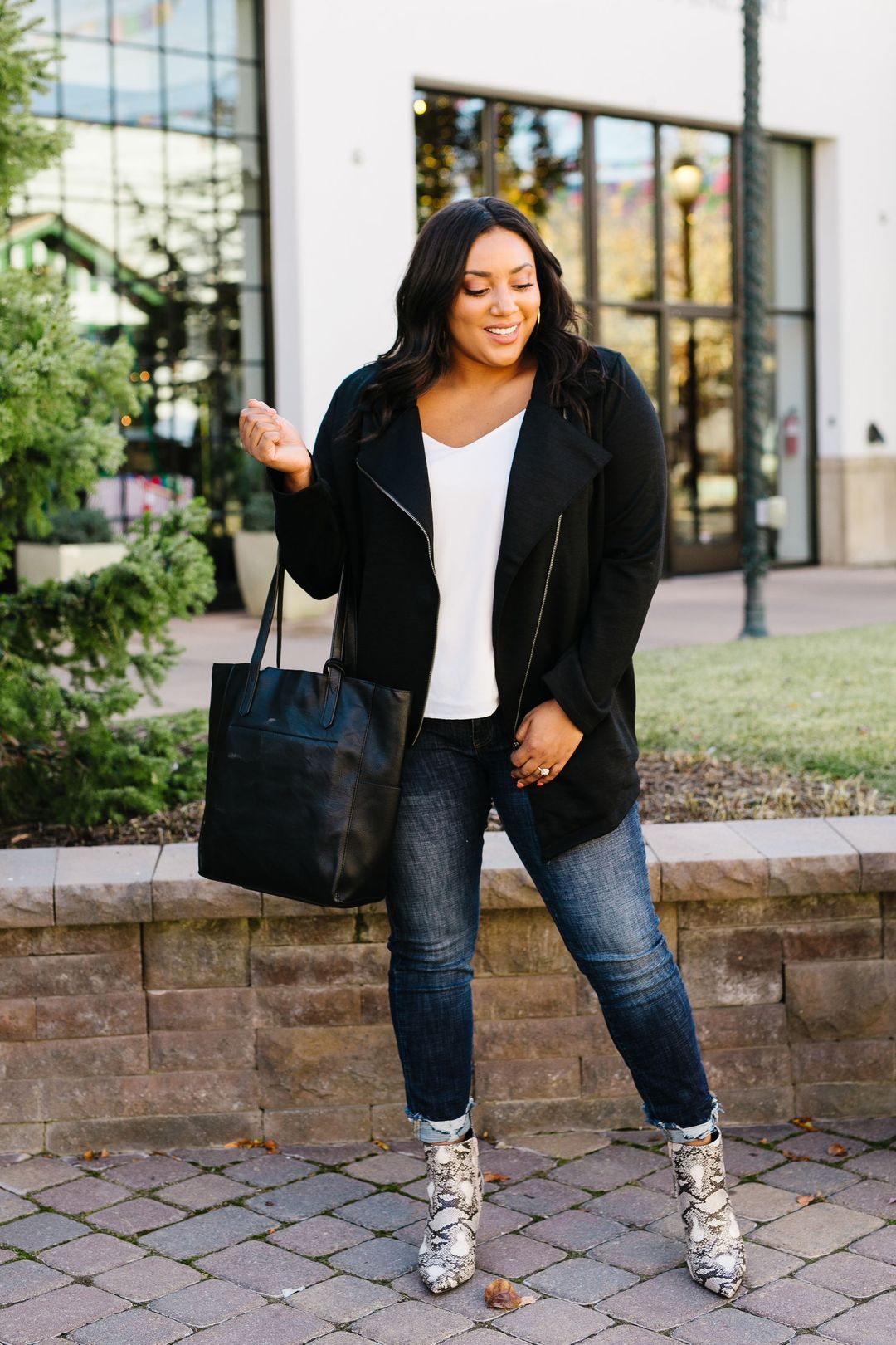 Oversized Knit Moto Jacket