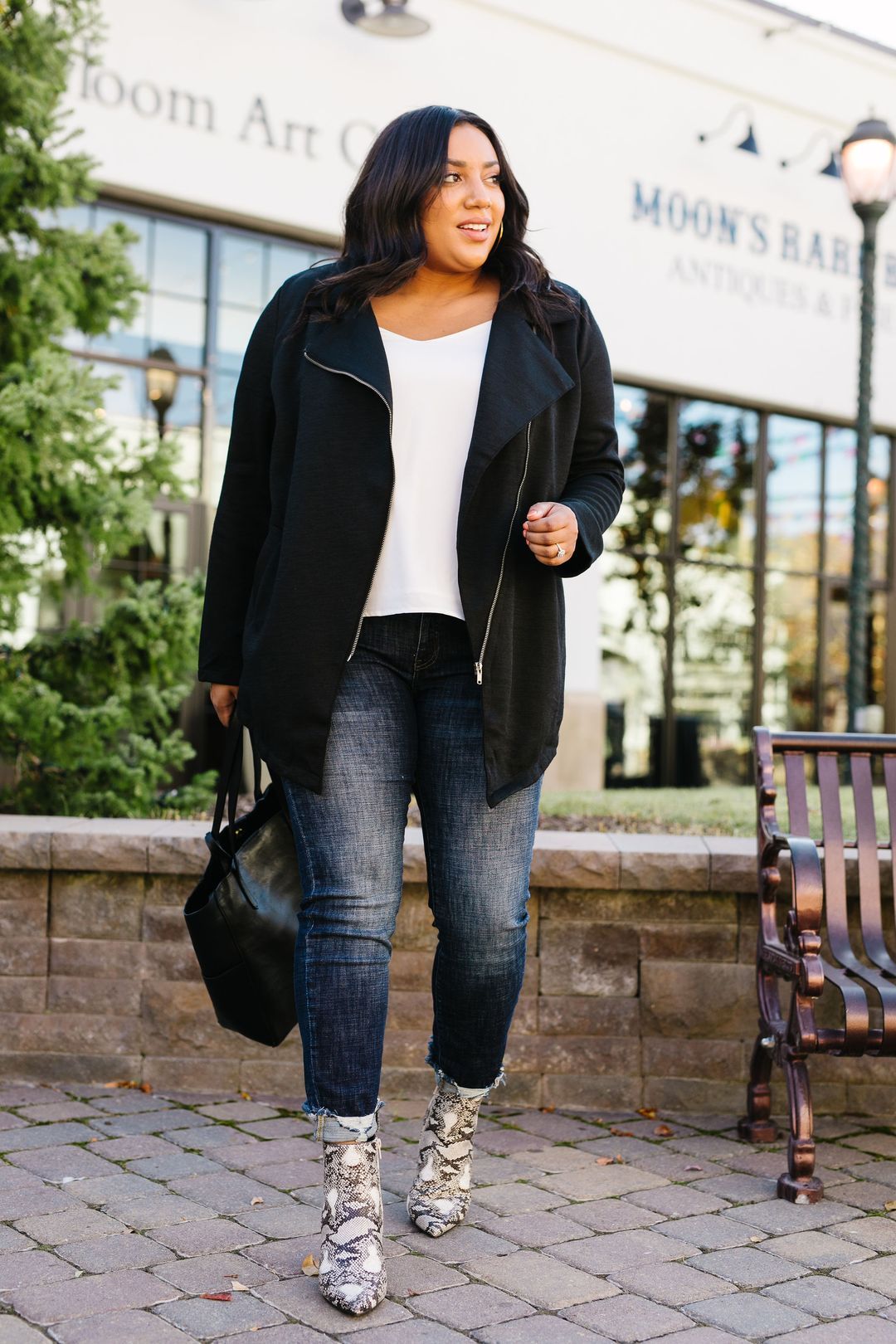 Oversized Knit Moto Jacket