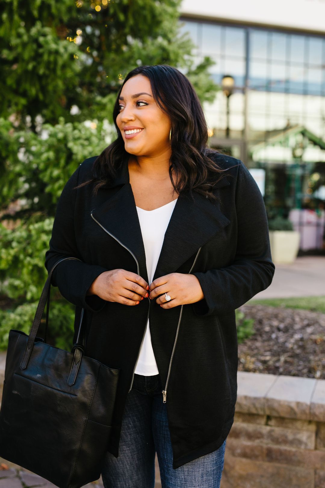 Oversized Knit Moto Jacket