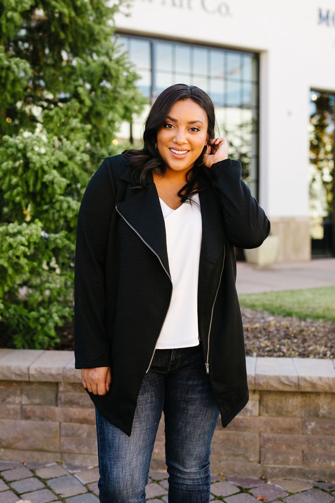 Oversized Knit Moto Jacket