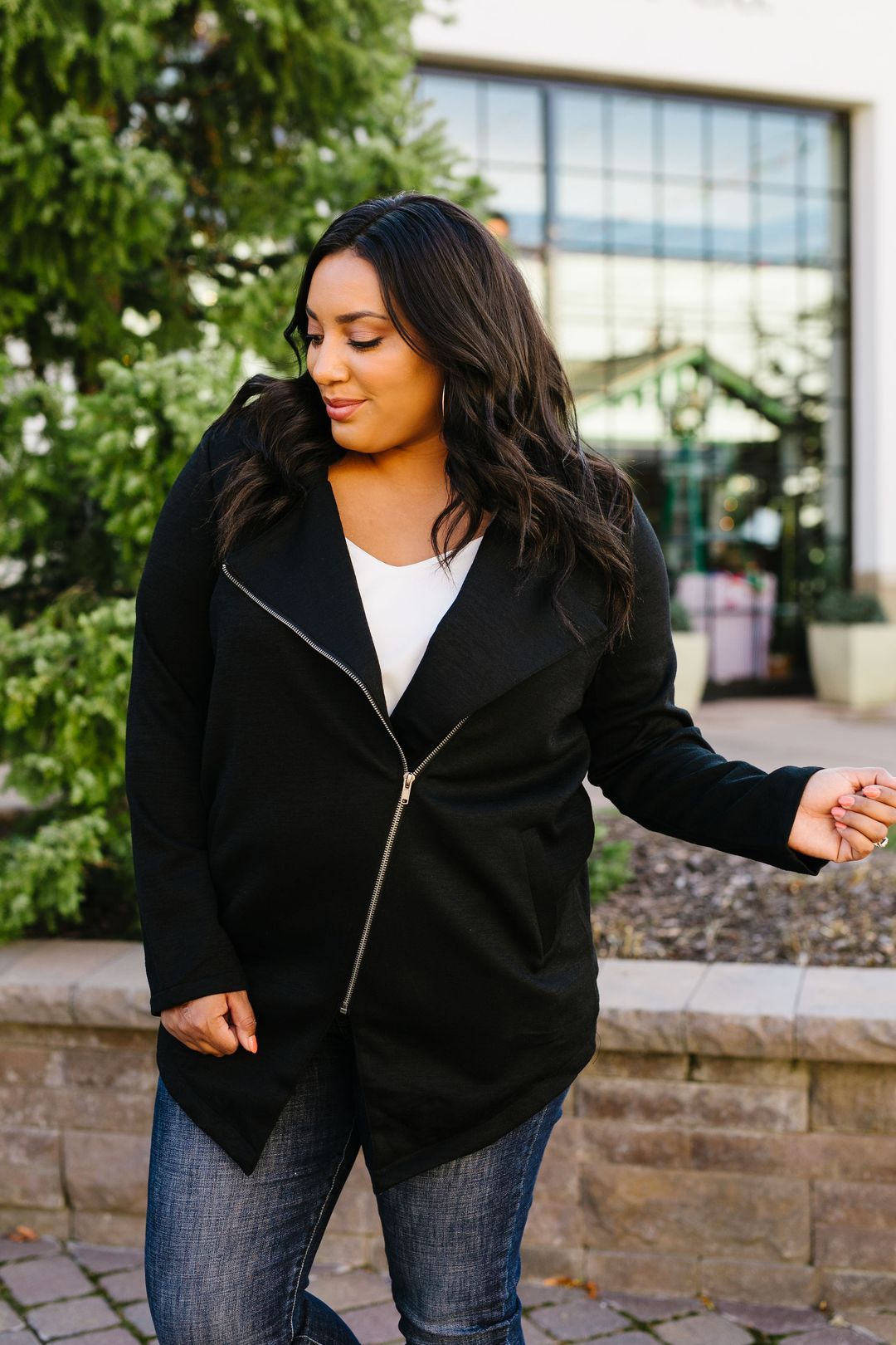 Oversized Knit Moto Jacket