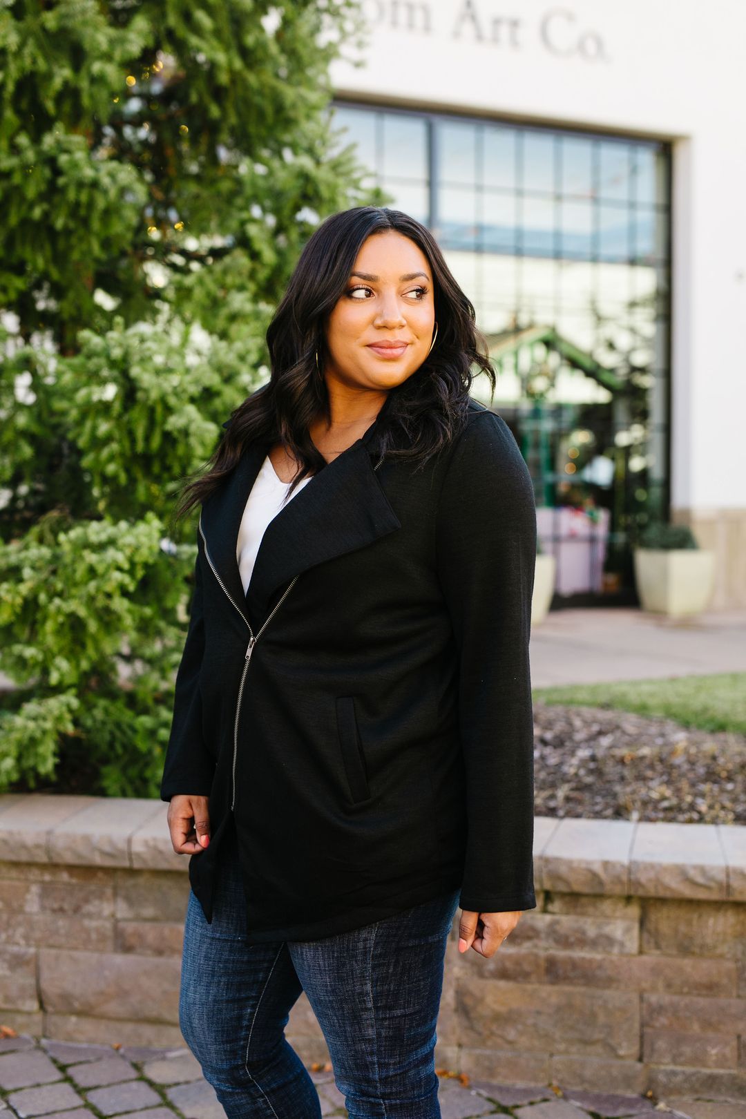 Oversized Knit Moto Jacket