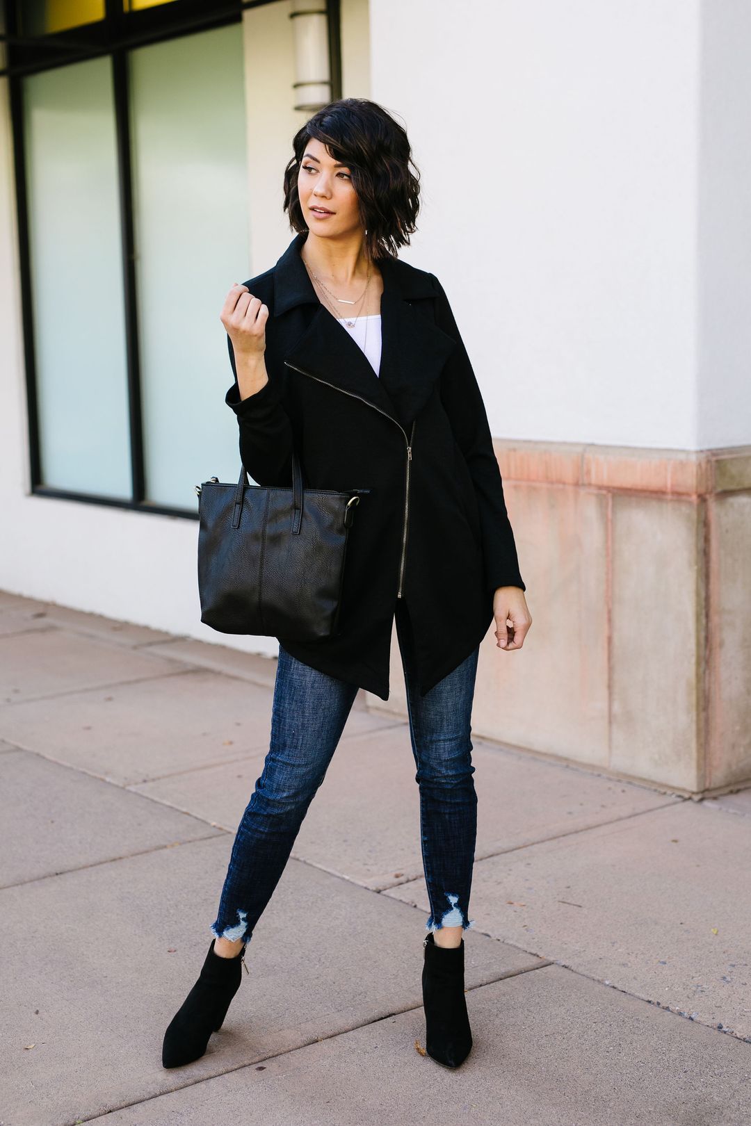 Oversized Knit Moto Jacket