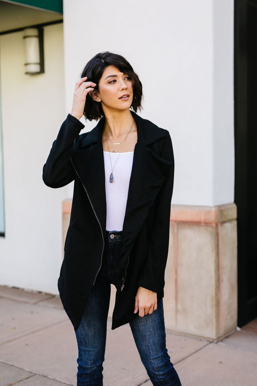 Oversized Knit Moto Jacket