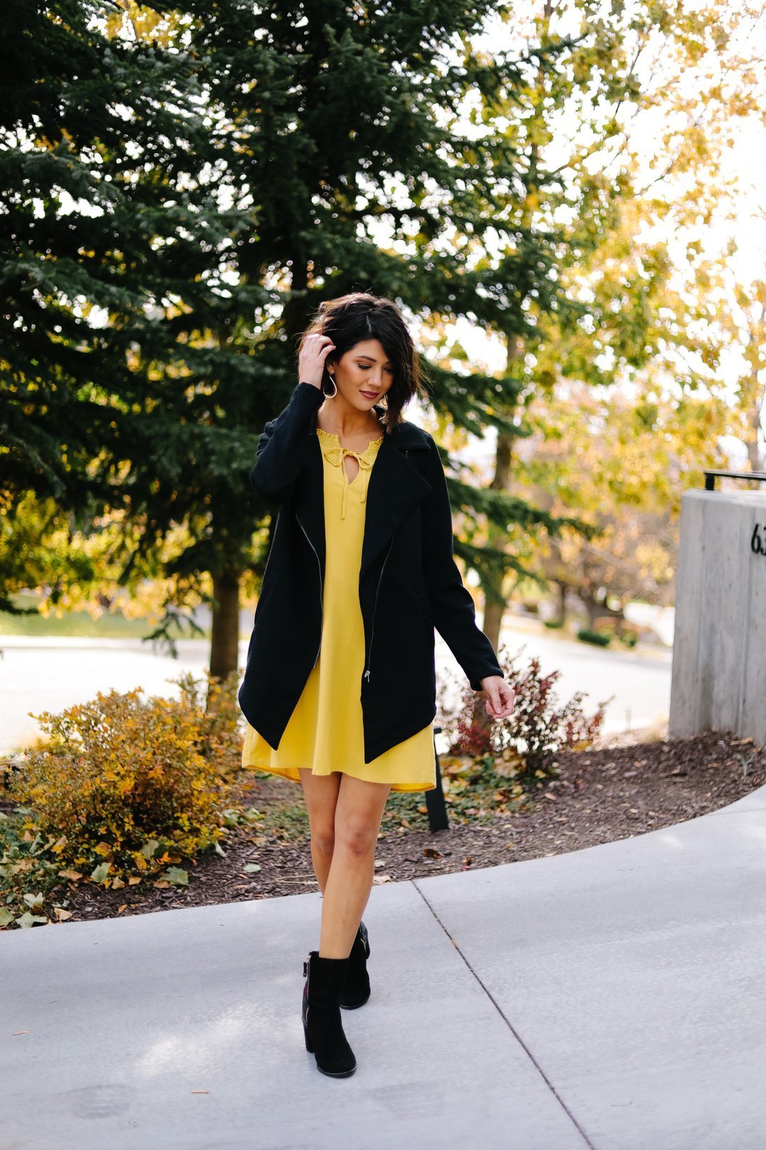 Golden Girl Smocked Neck Dress