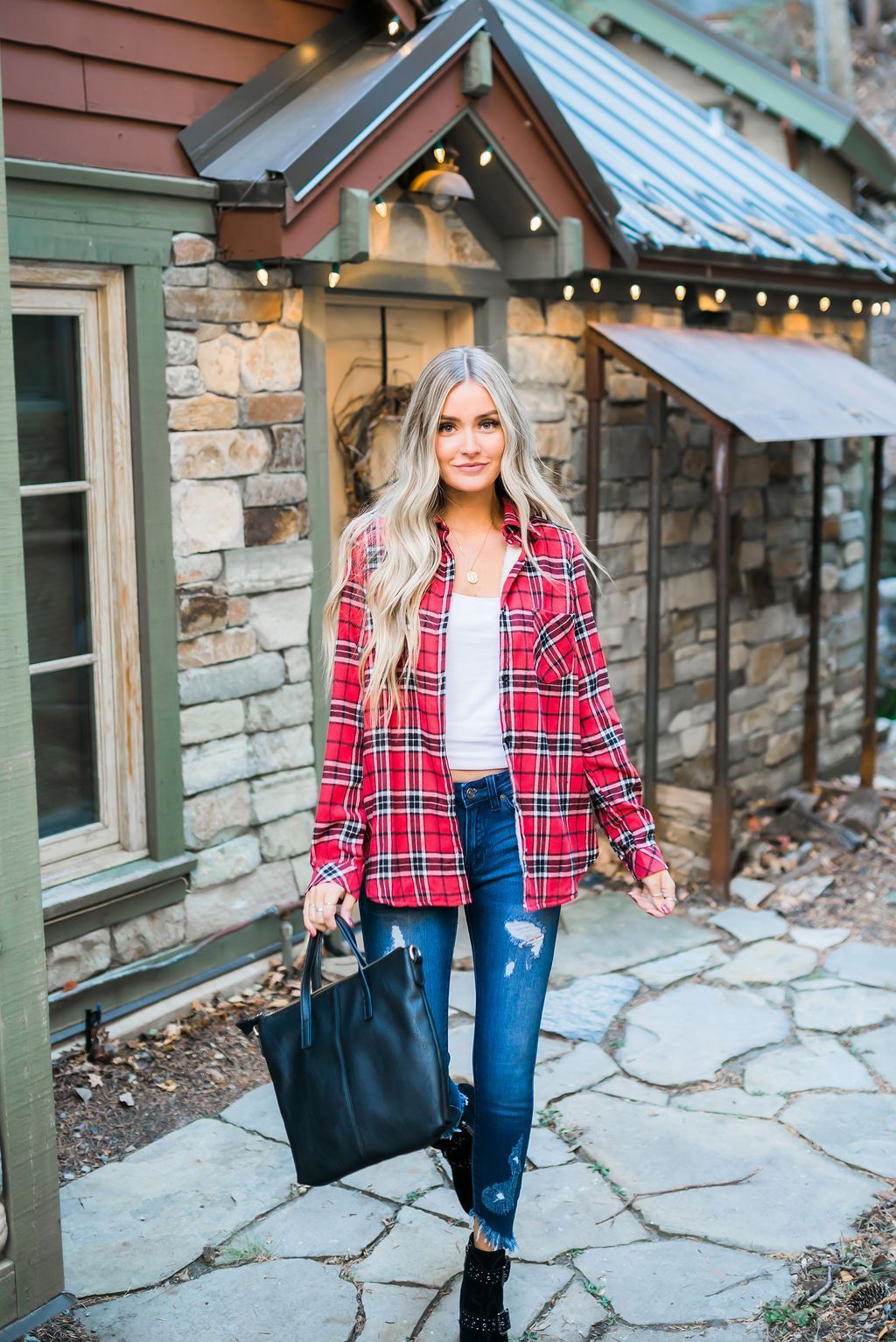 Fleece-Lined Flannel Button-Down In Cherry