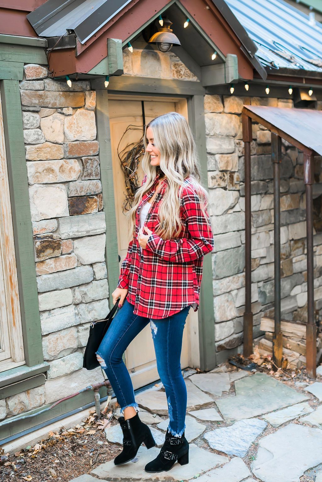 Fleece-Lined Flannel Button-Down In Cherry