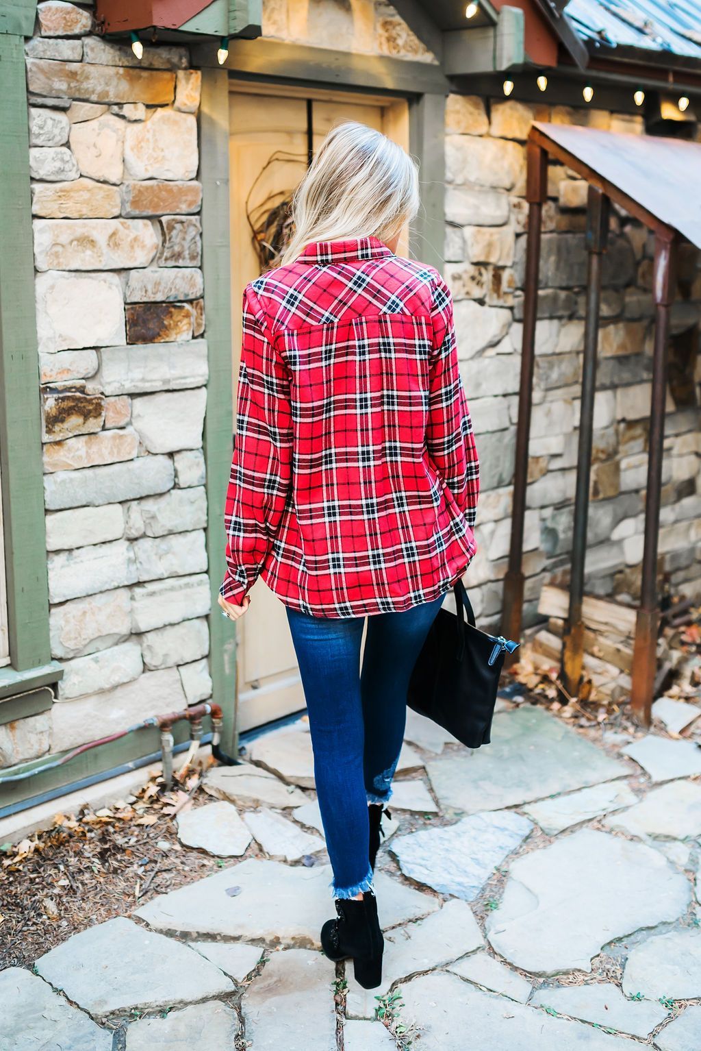 Fleece-Lined Flannel Button-Down In Cherry