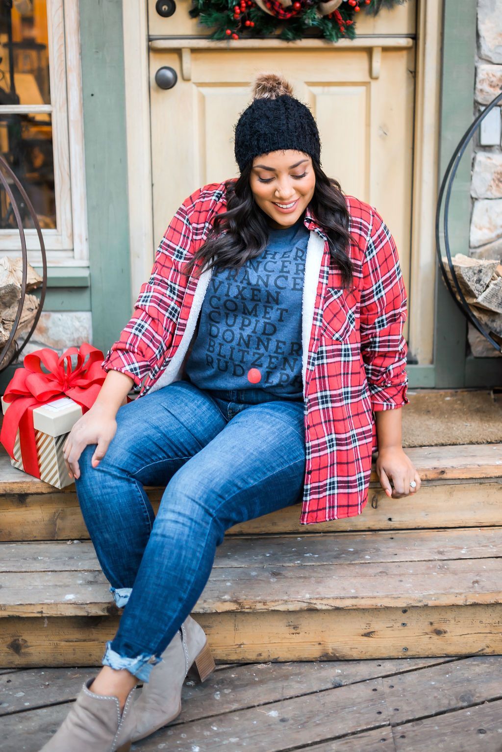 Fleece-Lined Flannel Button-Down In Cherry