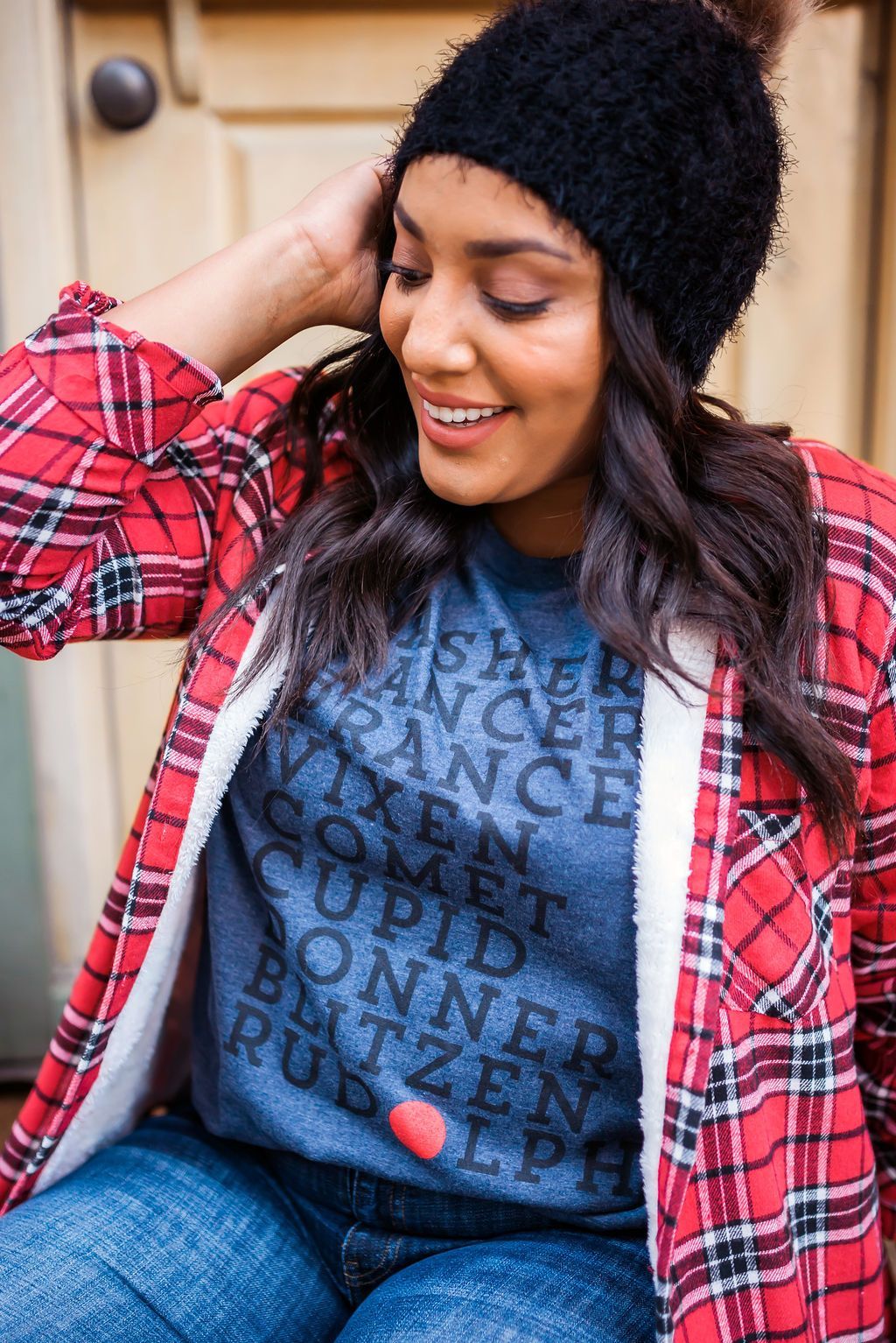 Fleece-Lined Flannel Button-Down In Cherry