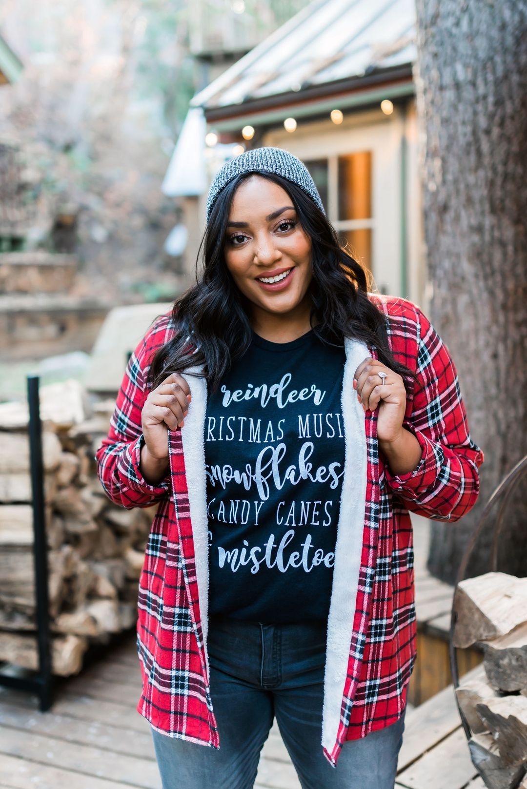 Fleece-Lined Flannel Button-Down In Cherry