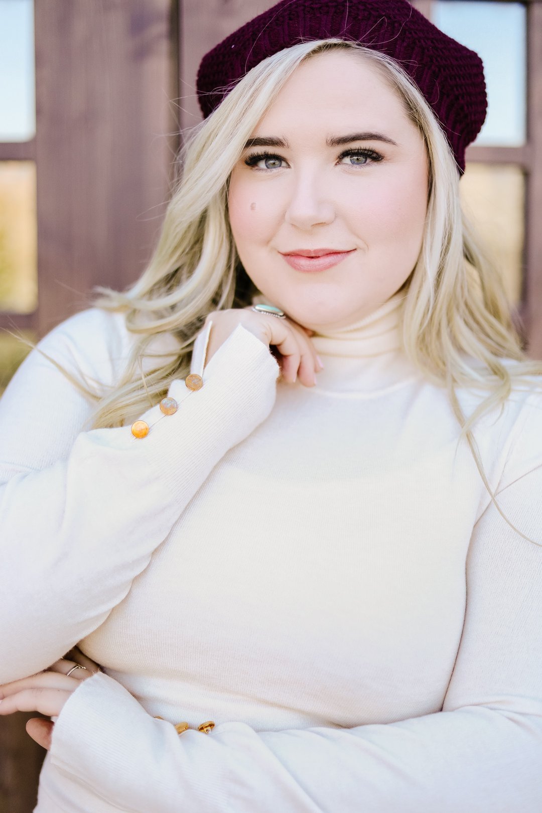 Button Sleeve Elegance Turtleneck Sweater In Ivory