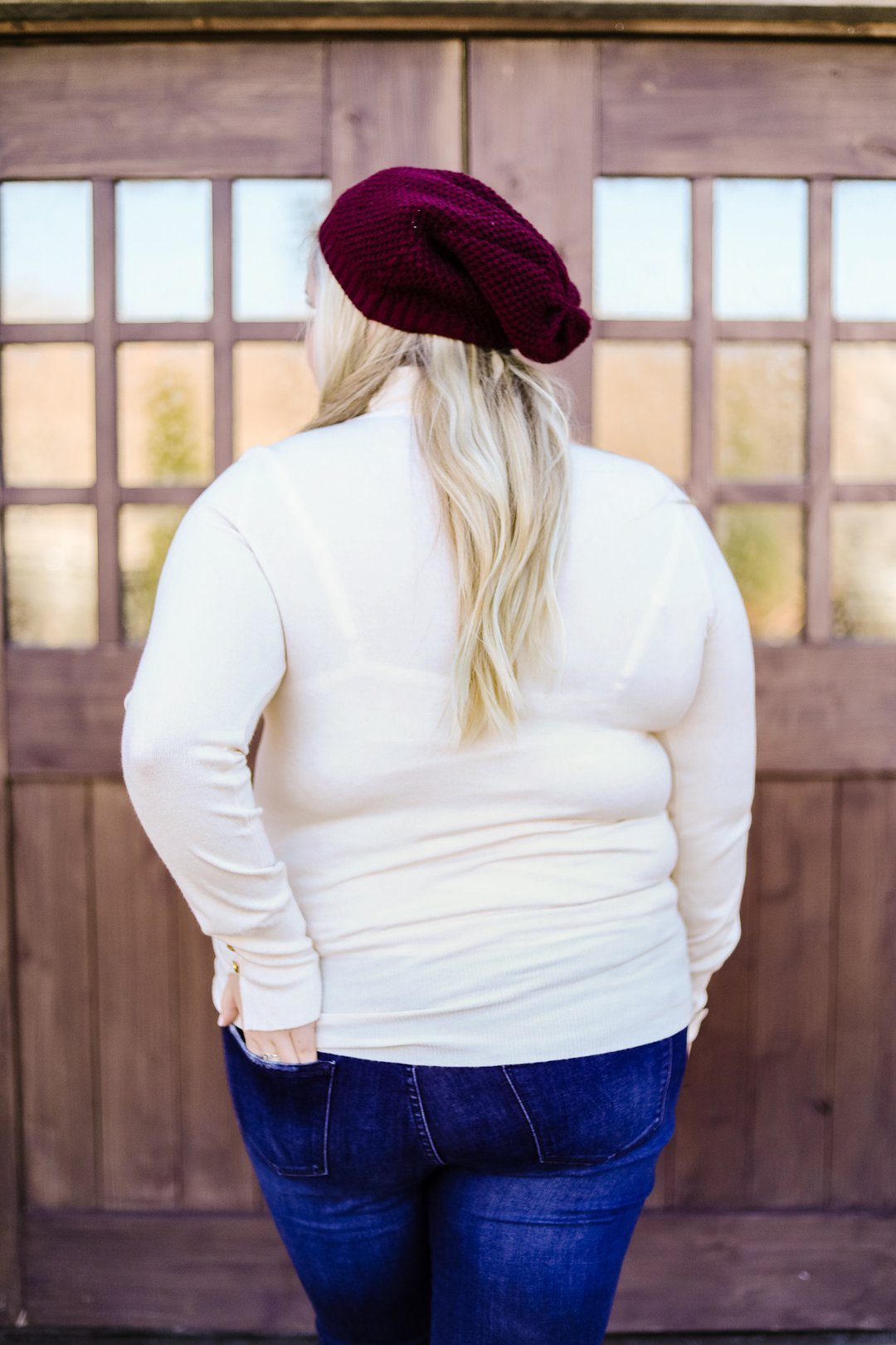 Button Sleeve Elegance Turtleneck Sweater In Ivory