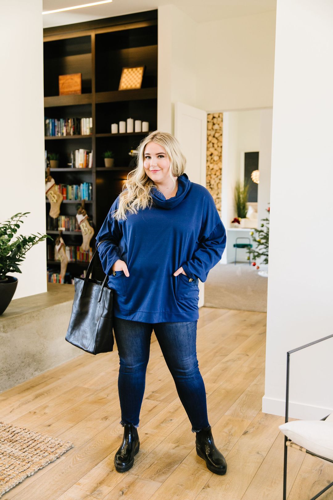 Safe & Sound Cowl Neck In Blue