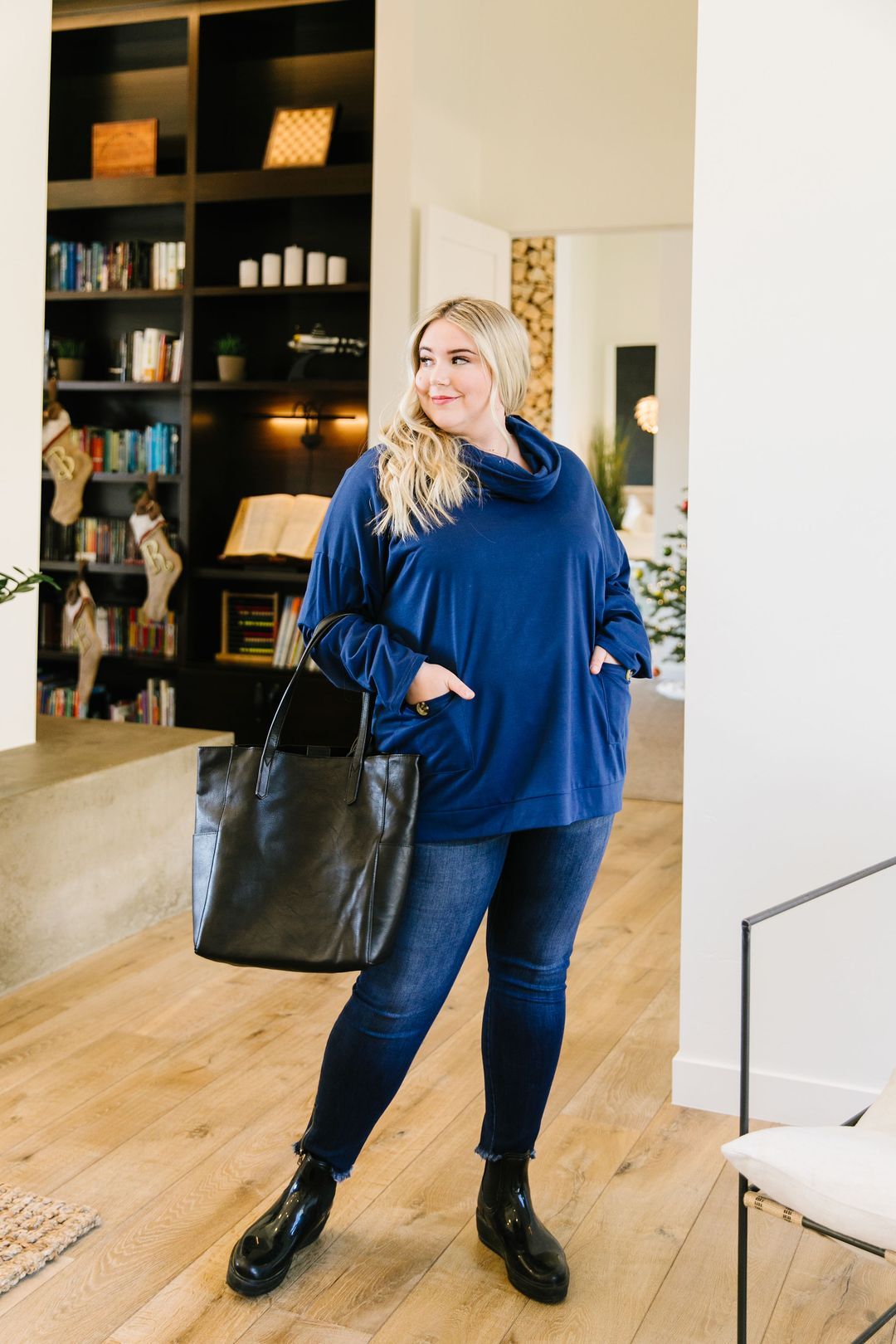 Safe & Sound Cowl Neck In Blue