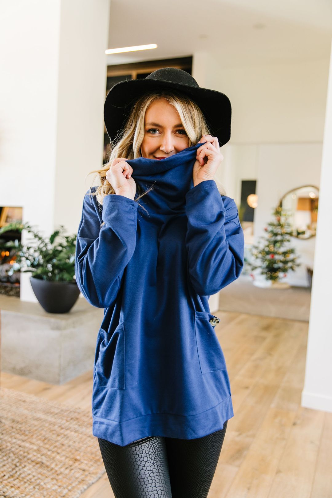 Safe & Sound Cowl Neck In Blue