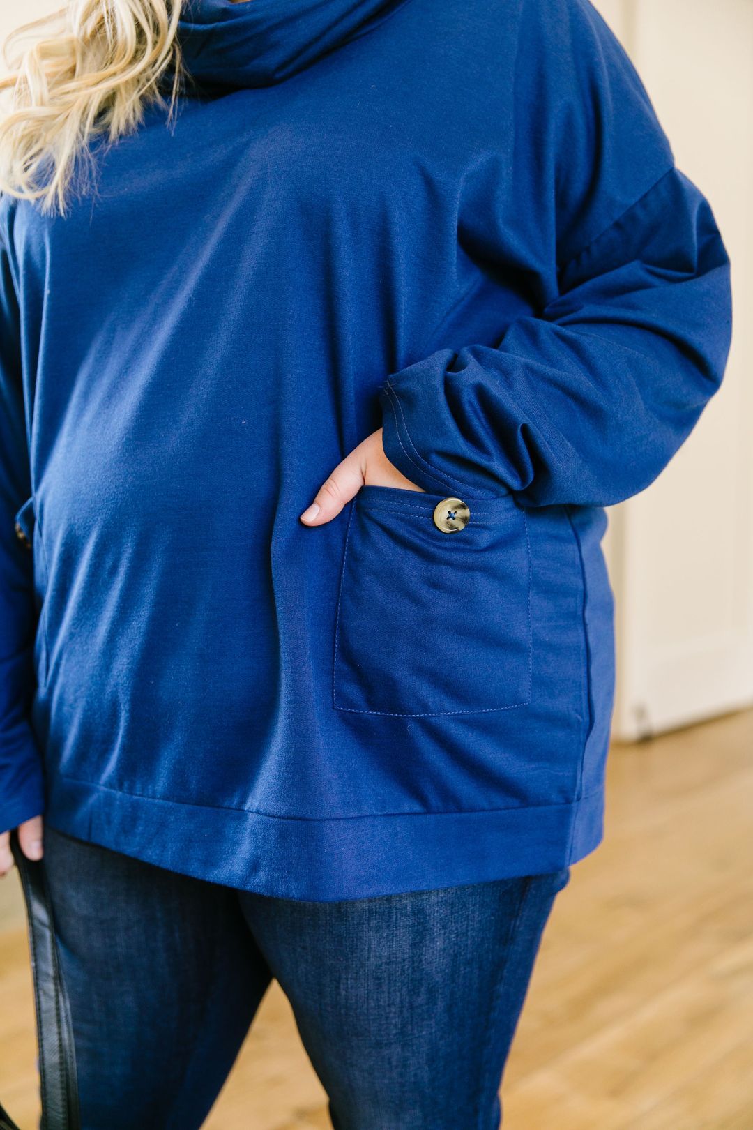 Safe & Sound Cowl Neck In Blue