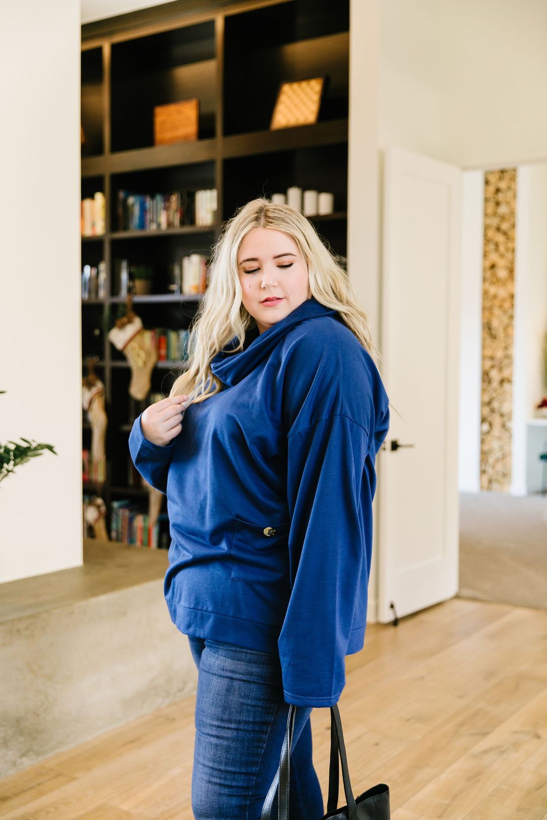 Safe & Sound Cowl Neck In Blue