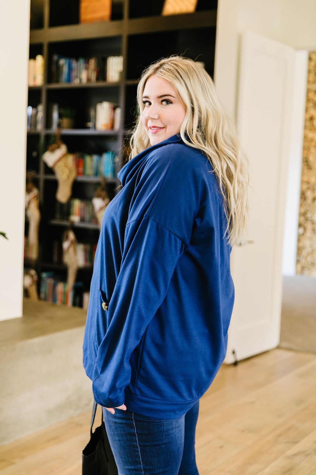 Safe & Sound Cowl Neck In Blue