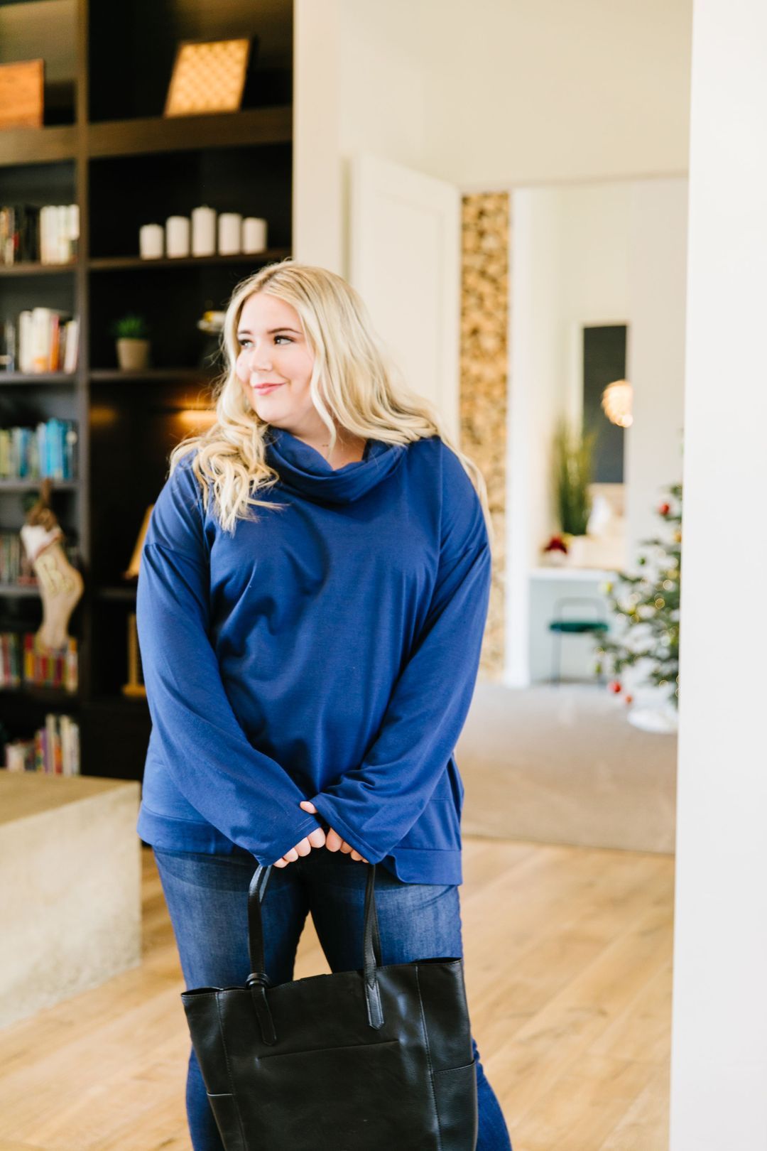 Safe & Sound Cowl Neck In Blue