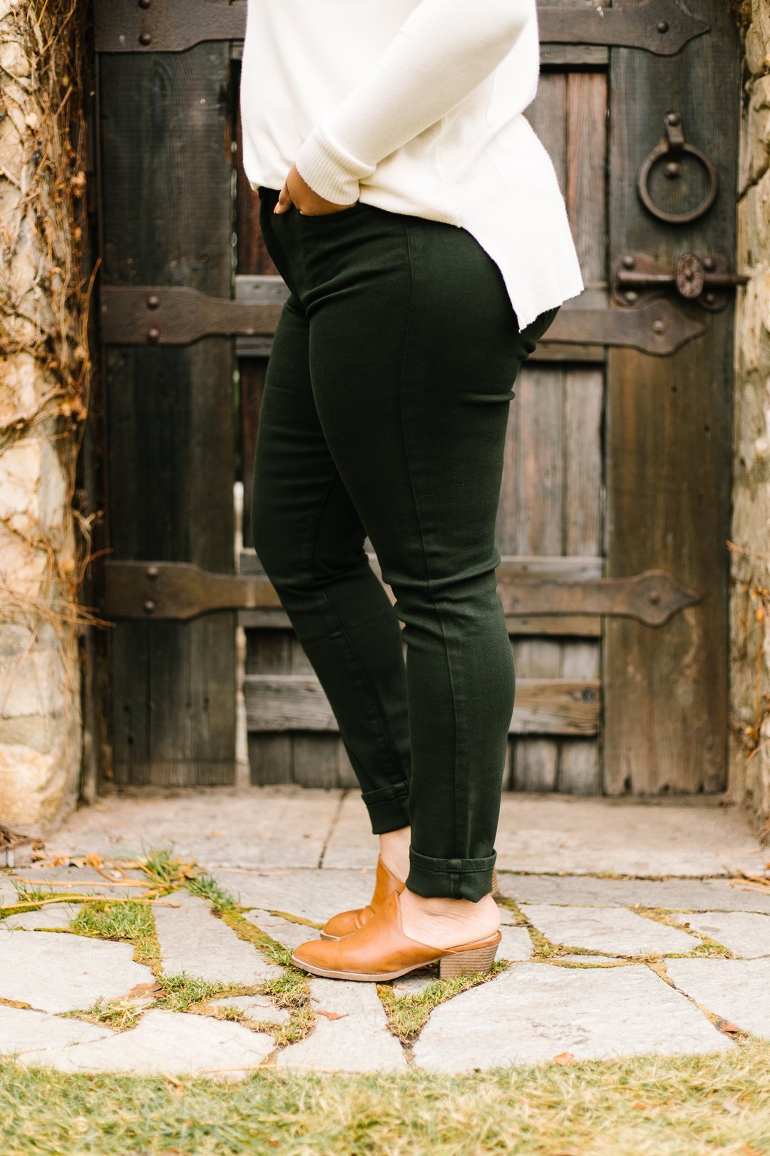 Wine And Dine Colored Jeans In Spruce