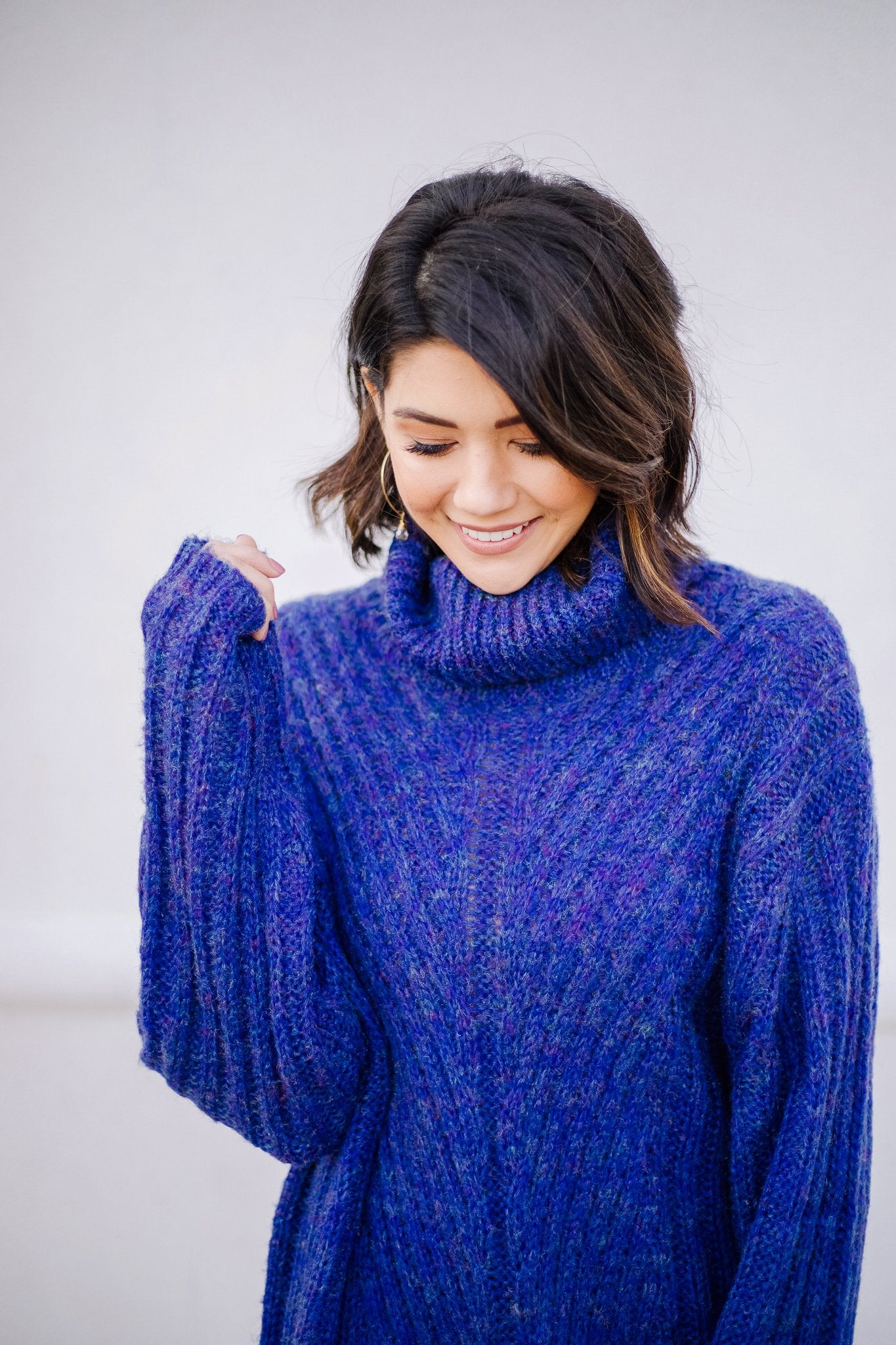 Wintertime Blues Cowl Neck Sweater