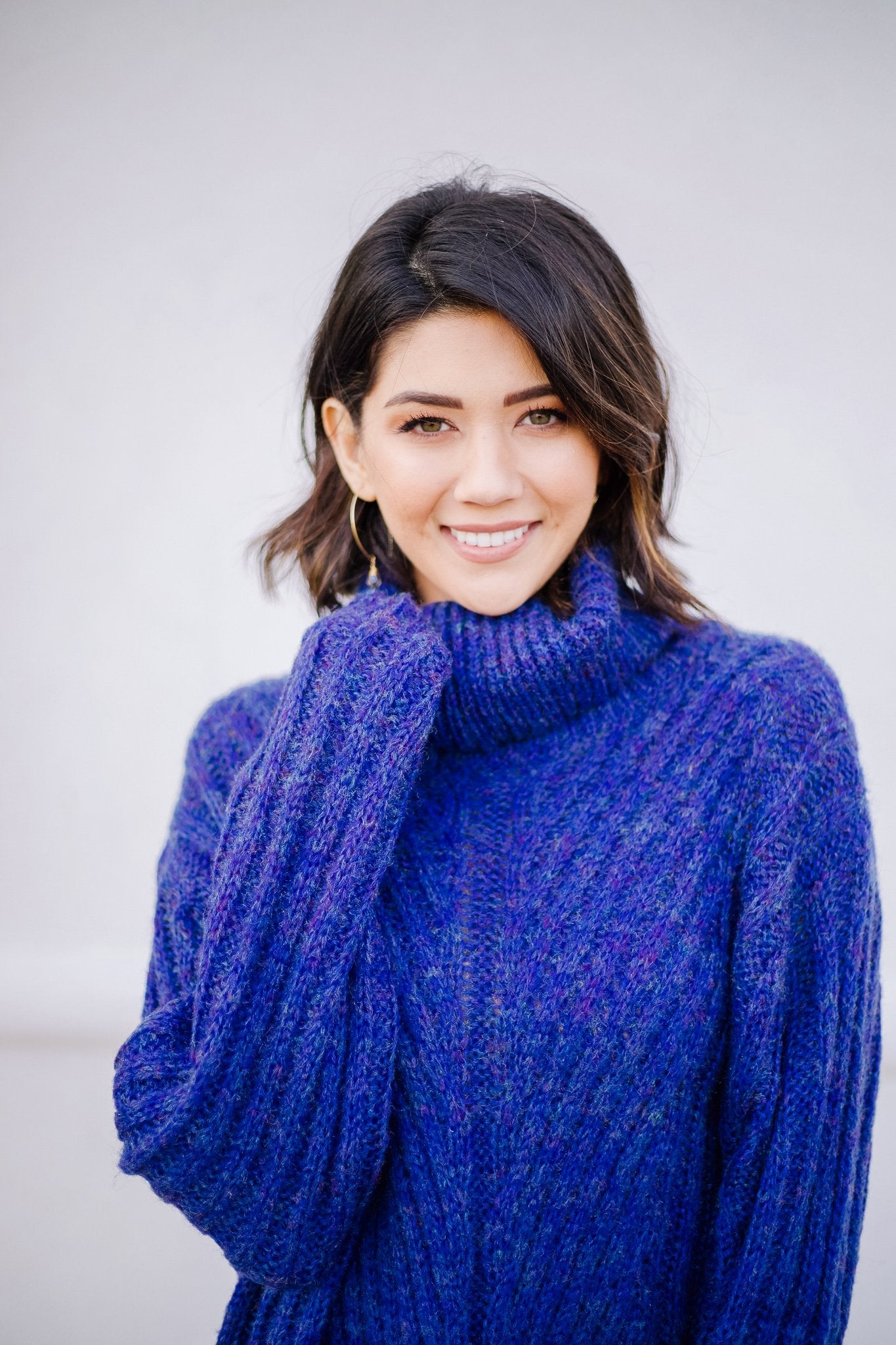Wintertime Blues Cowl Neck Sweater