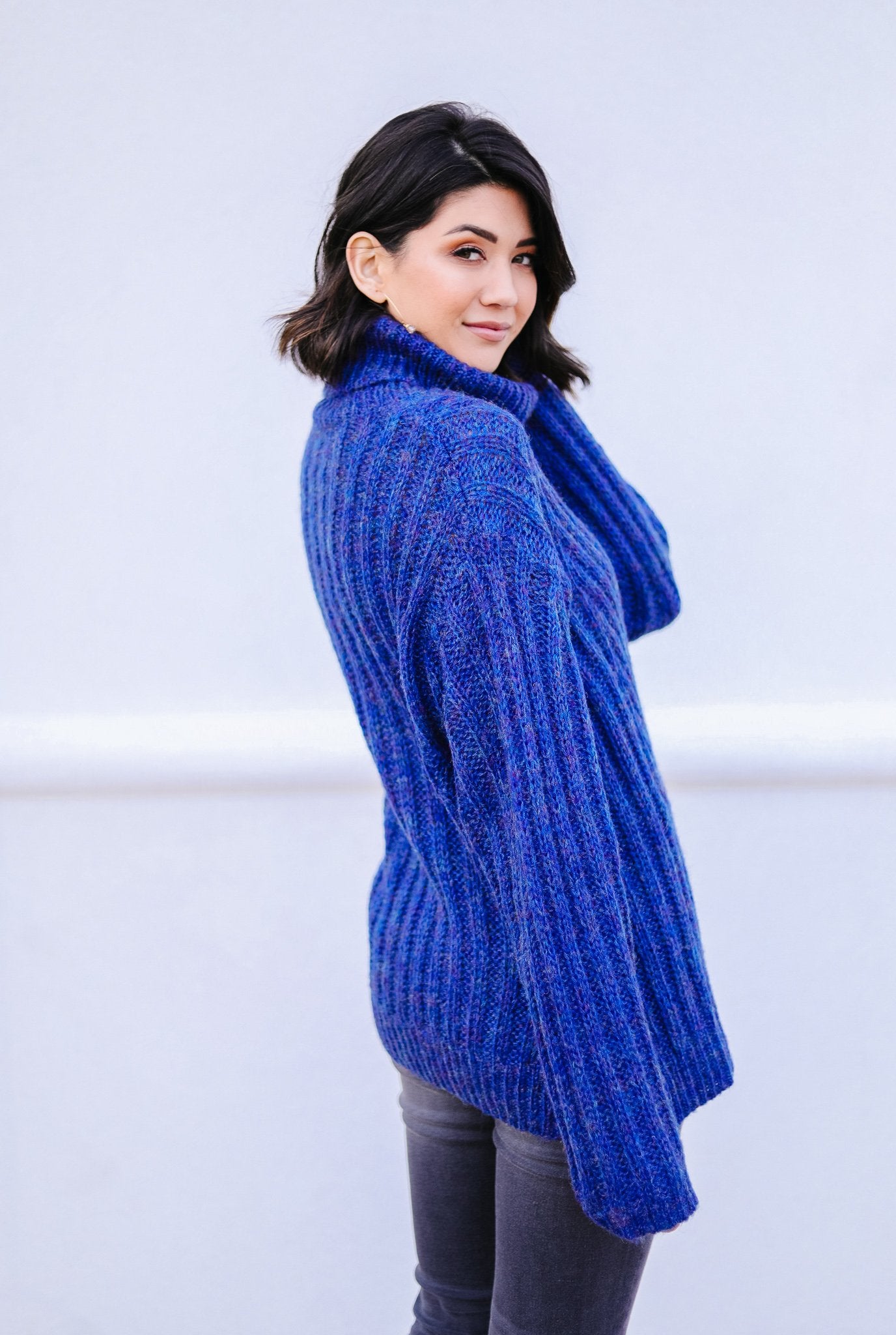 Wintertime Blues Cowl Neck Sweater