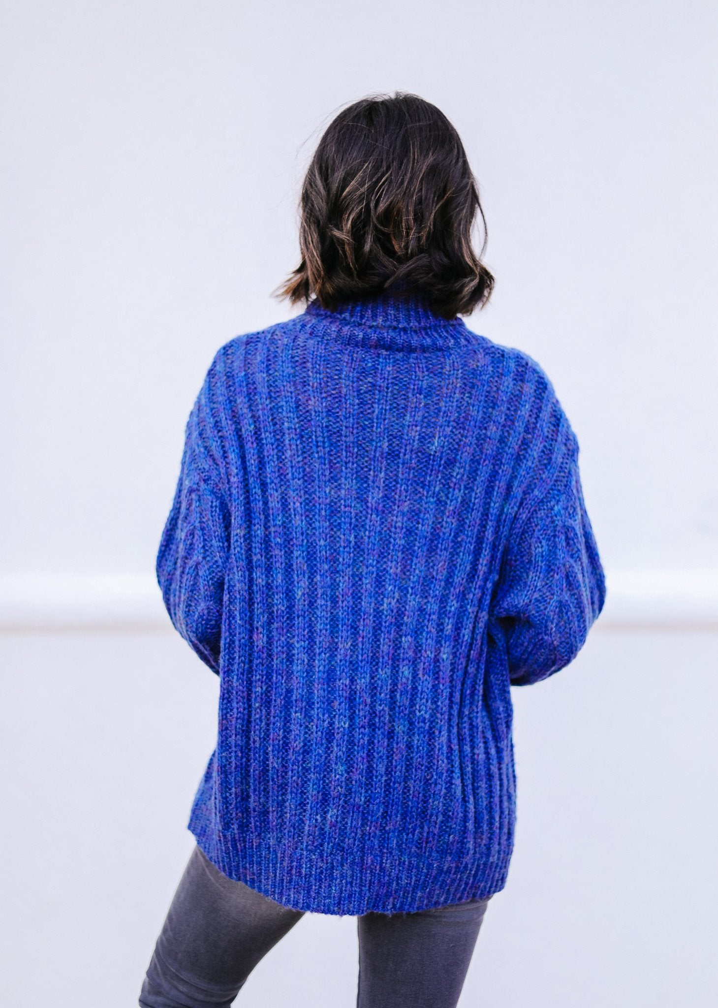Wintertime Blues Cowl Neck Sweater