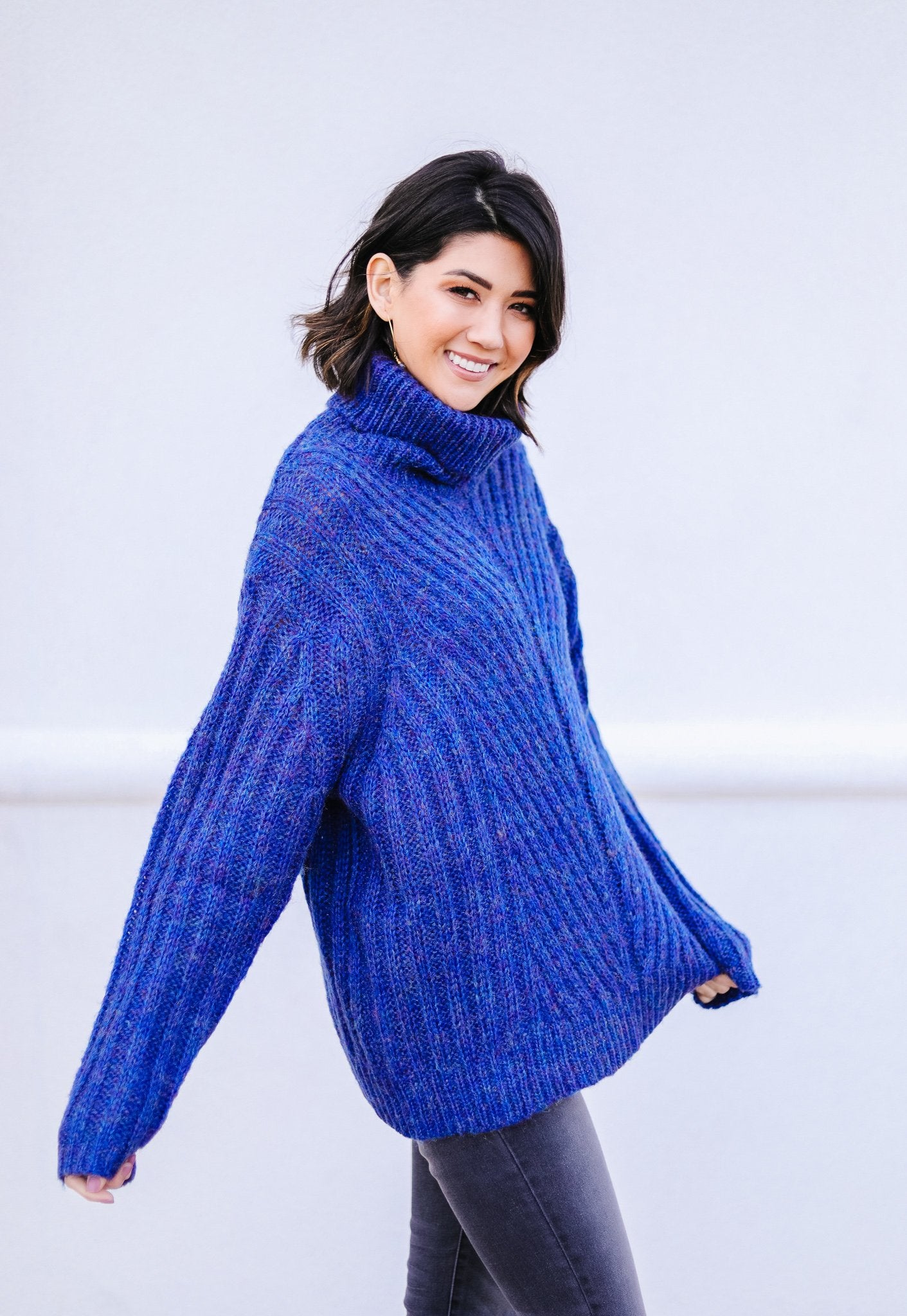 Wintertime Blues Cowl Neck Sweater