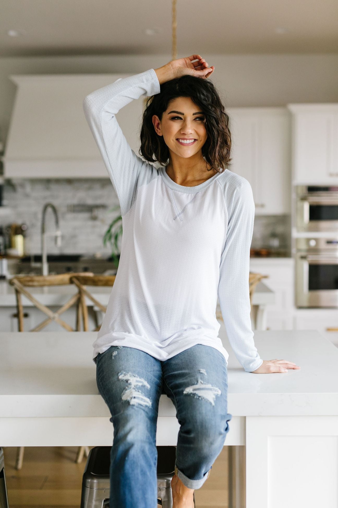 Team Spring Raglan Top In Sky Blue